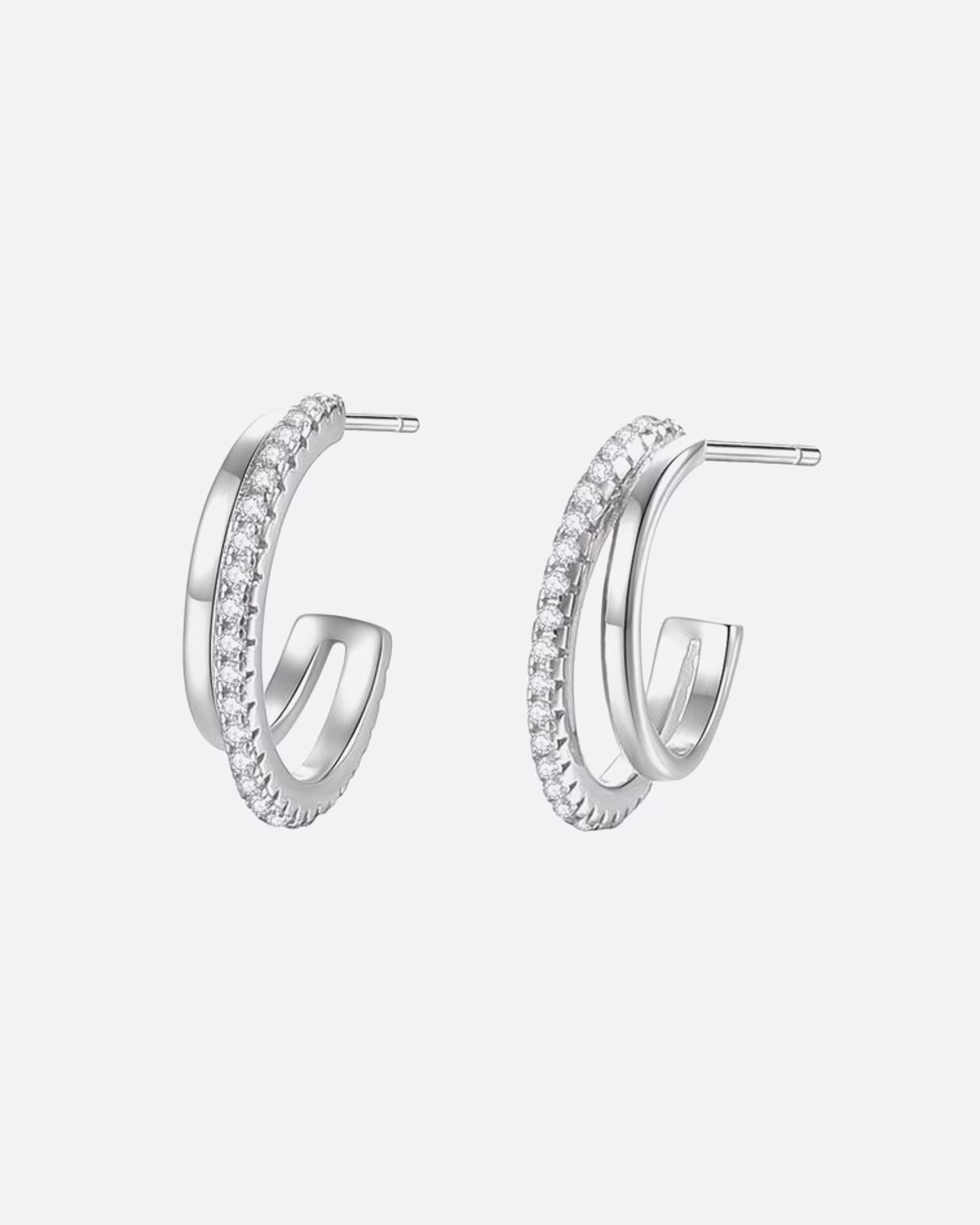 Hey Happiness Double hoop earrings with gemstones, made of 925 sterling silver