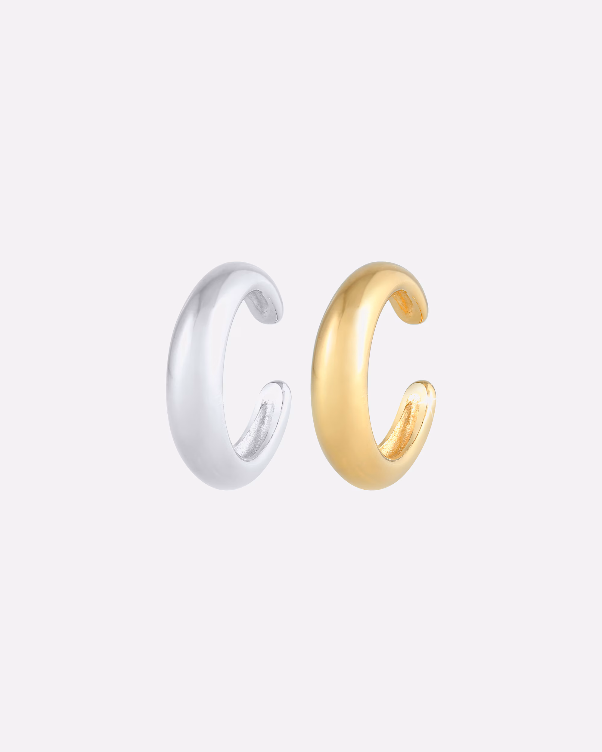 Elli Earrings Earcuff Set Bi-Color Round Curved 925 Silver OneSize