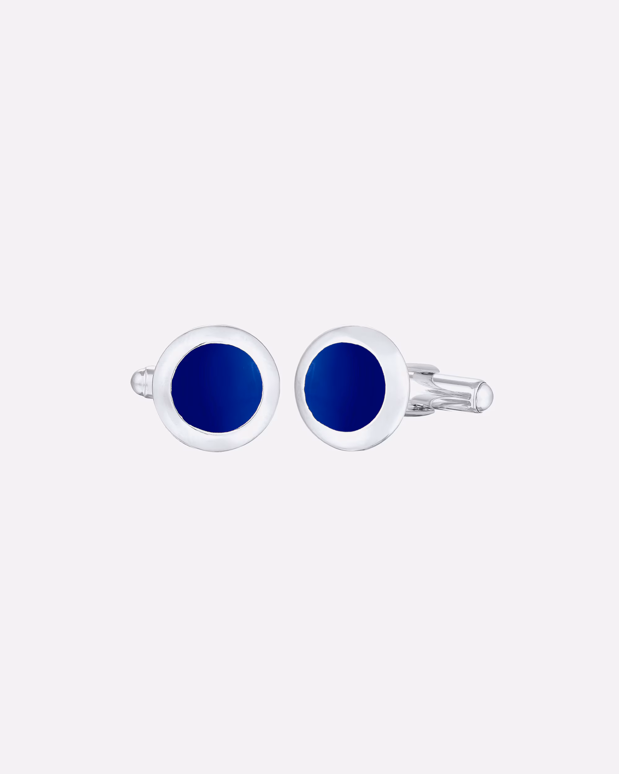 KUZZOI Cufflinks Basic Round Classic Geo Enamel Blue 925 Silver silberfarben