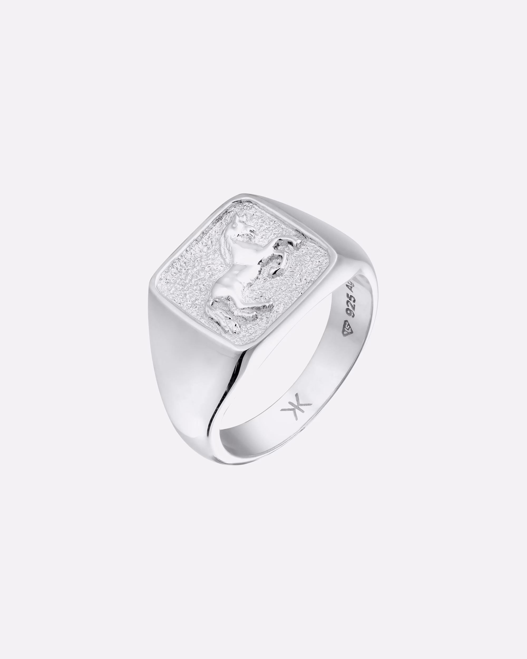 KUZZOI Ring Signet Ring Horse 925 Sterling Silver, 60