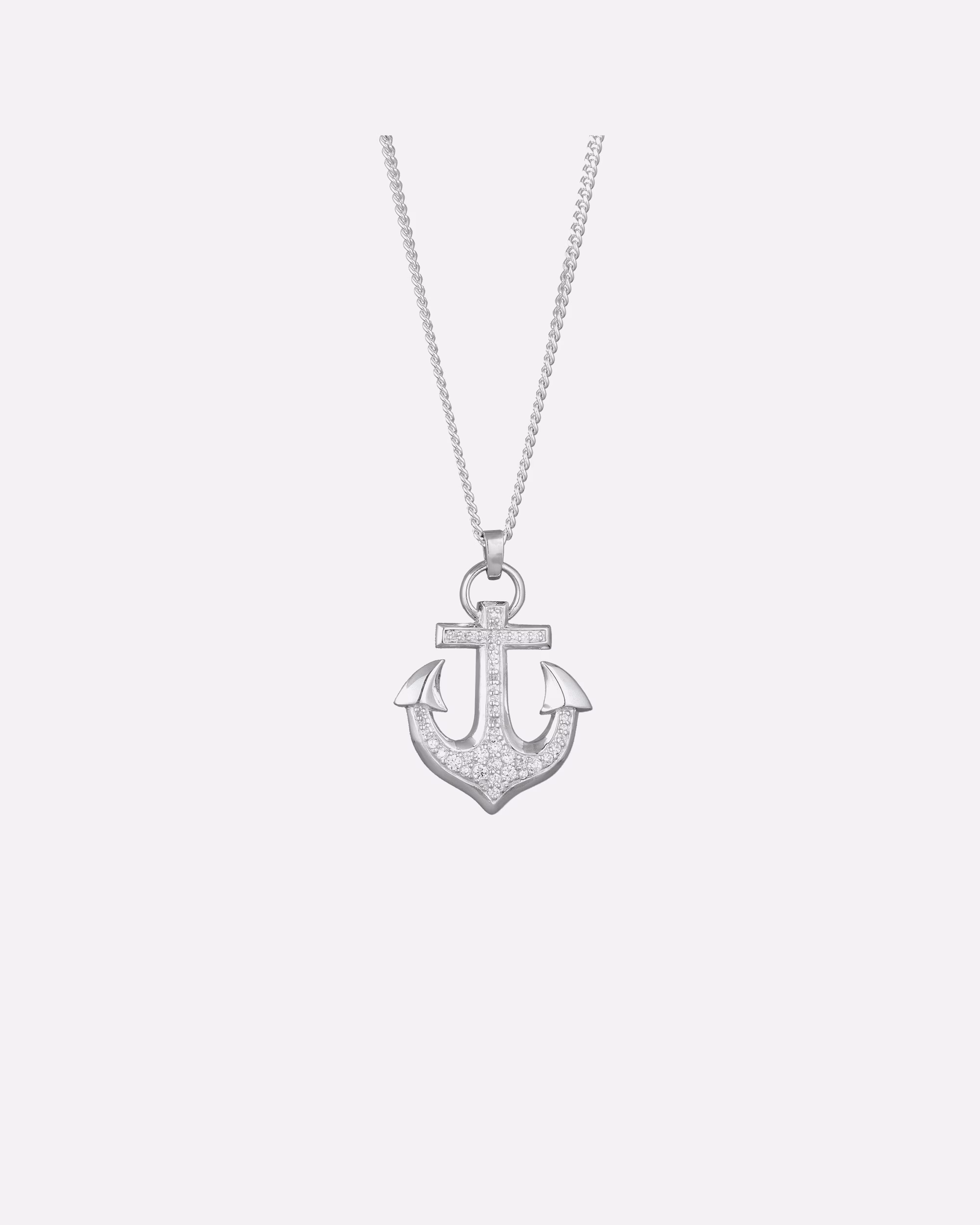 KUZZOI Necklace Anchor Zirconia White 925 Sterling Silver, silver-colored
