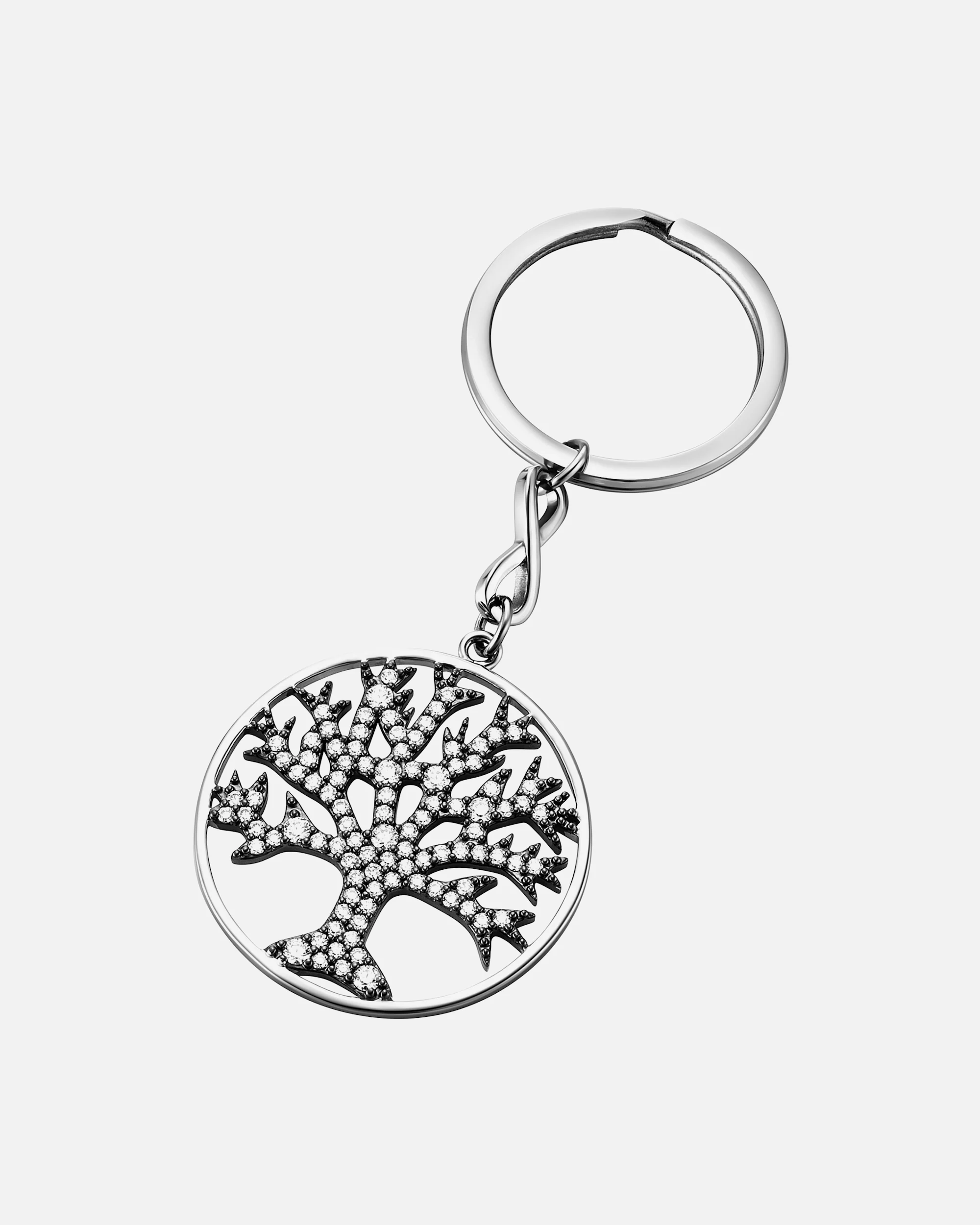 Julie Julsen Keyring Stainless Steel Keyring with White Zirconia