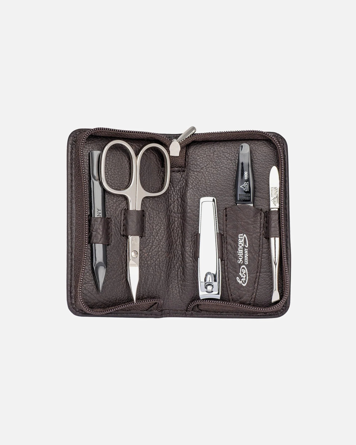 ERBE nail care set manicure set zipper, brown, 5 pcs.