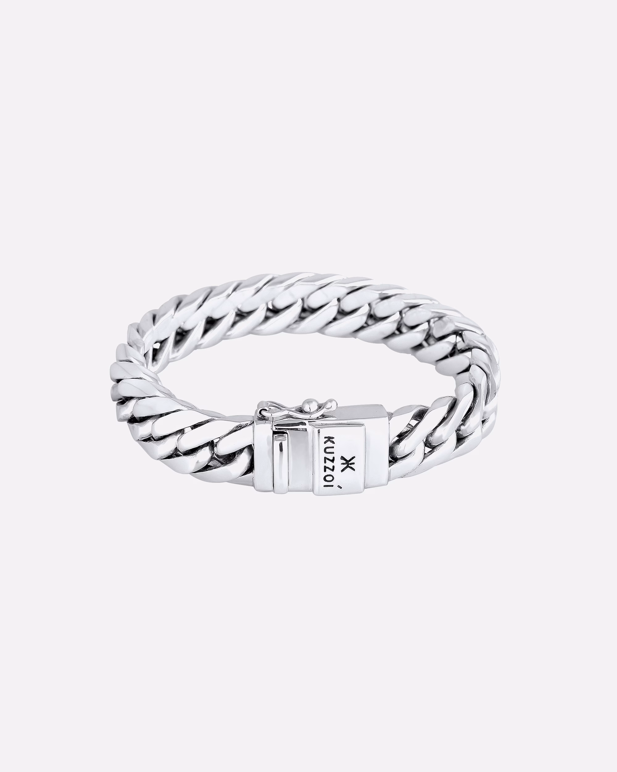 KUZZOI Men's Solid Curb Bracelet with Box Clasp, 925 Sterling Silver, 23