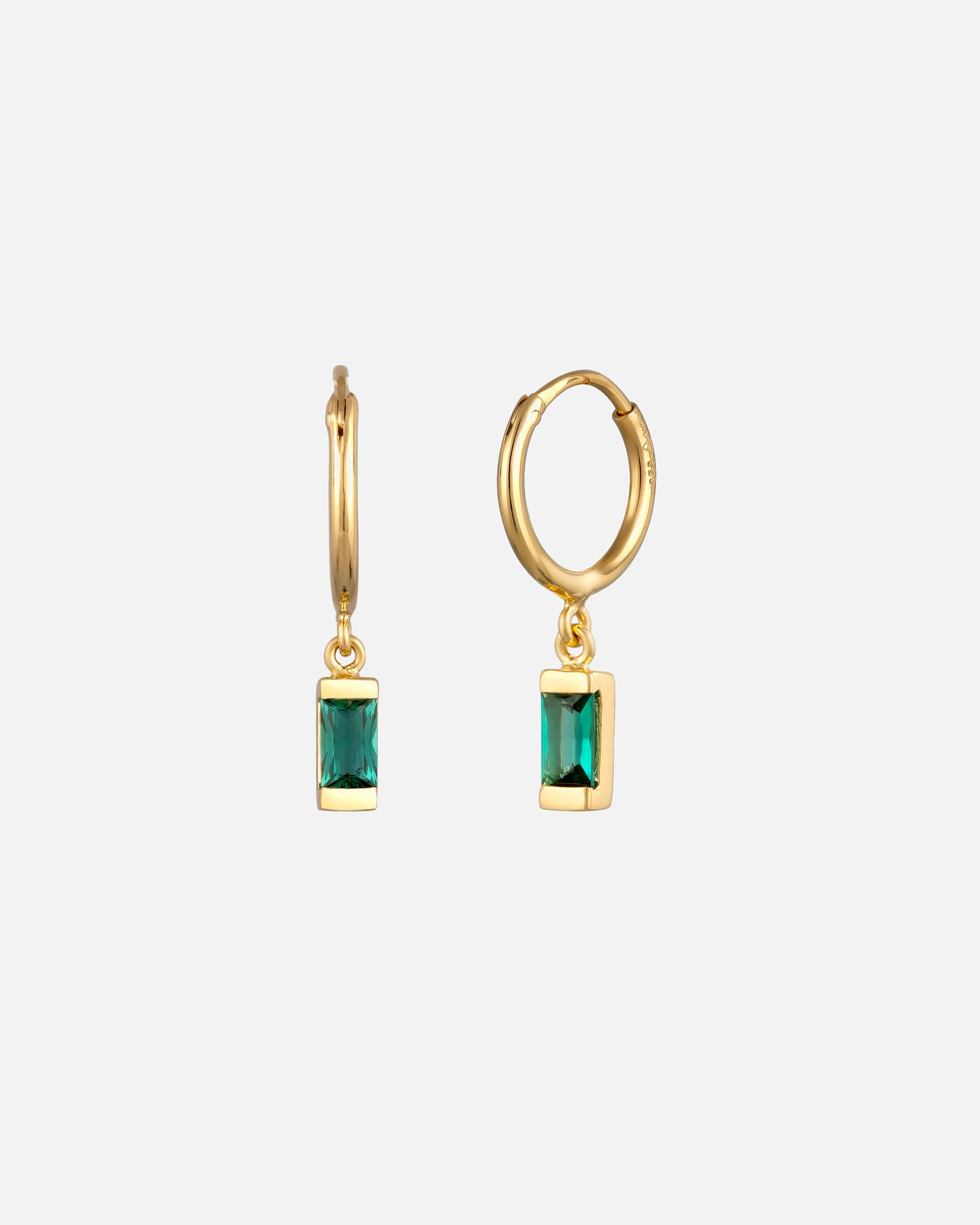 Elli PREMIUM earrings hoop earrings rectangle emerald synthetic green 925 sterling silver gold-plated OneSize