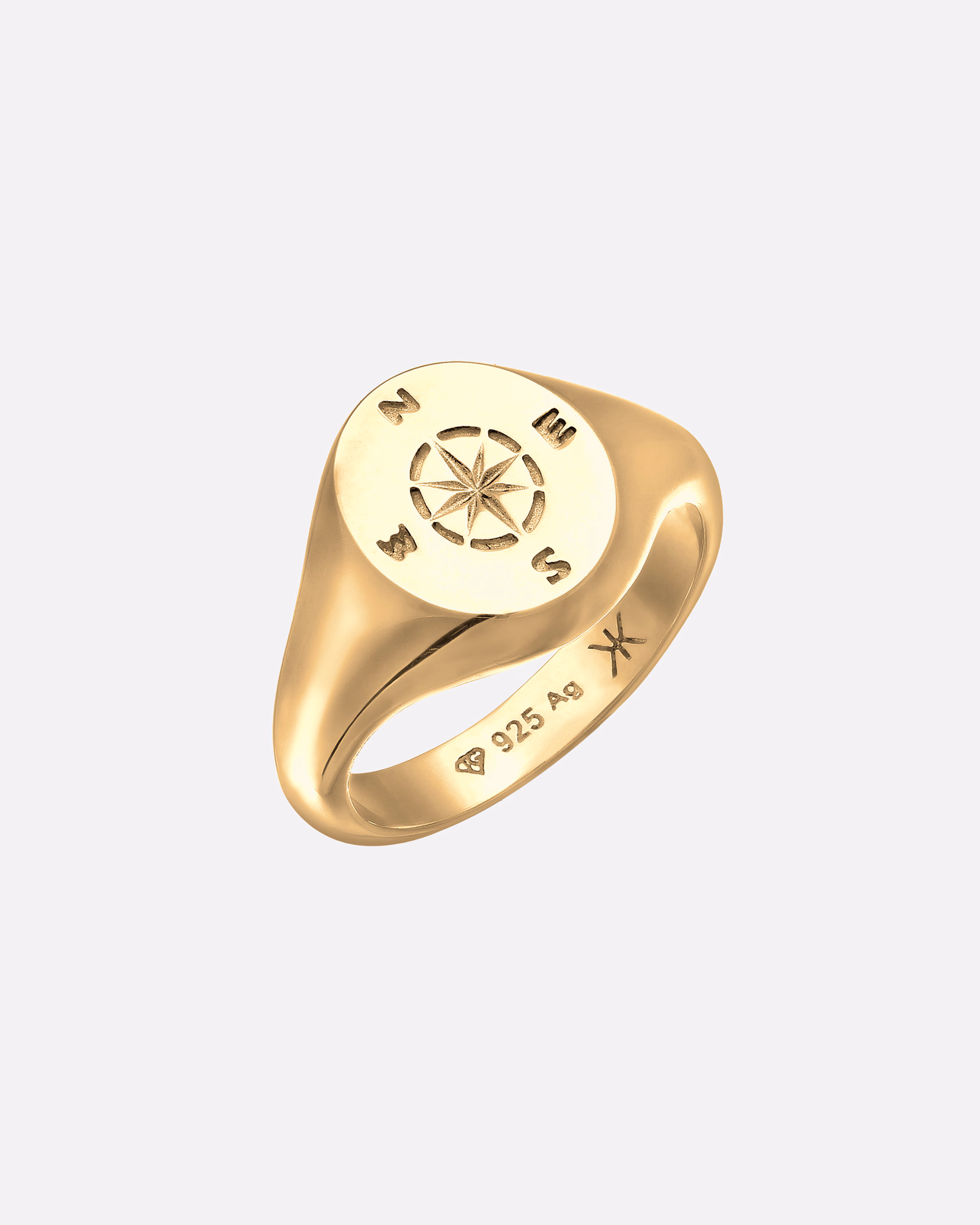 KUZZOI Ring Signet Ring Compass 925 Sterling Silver, 60