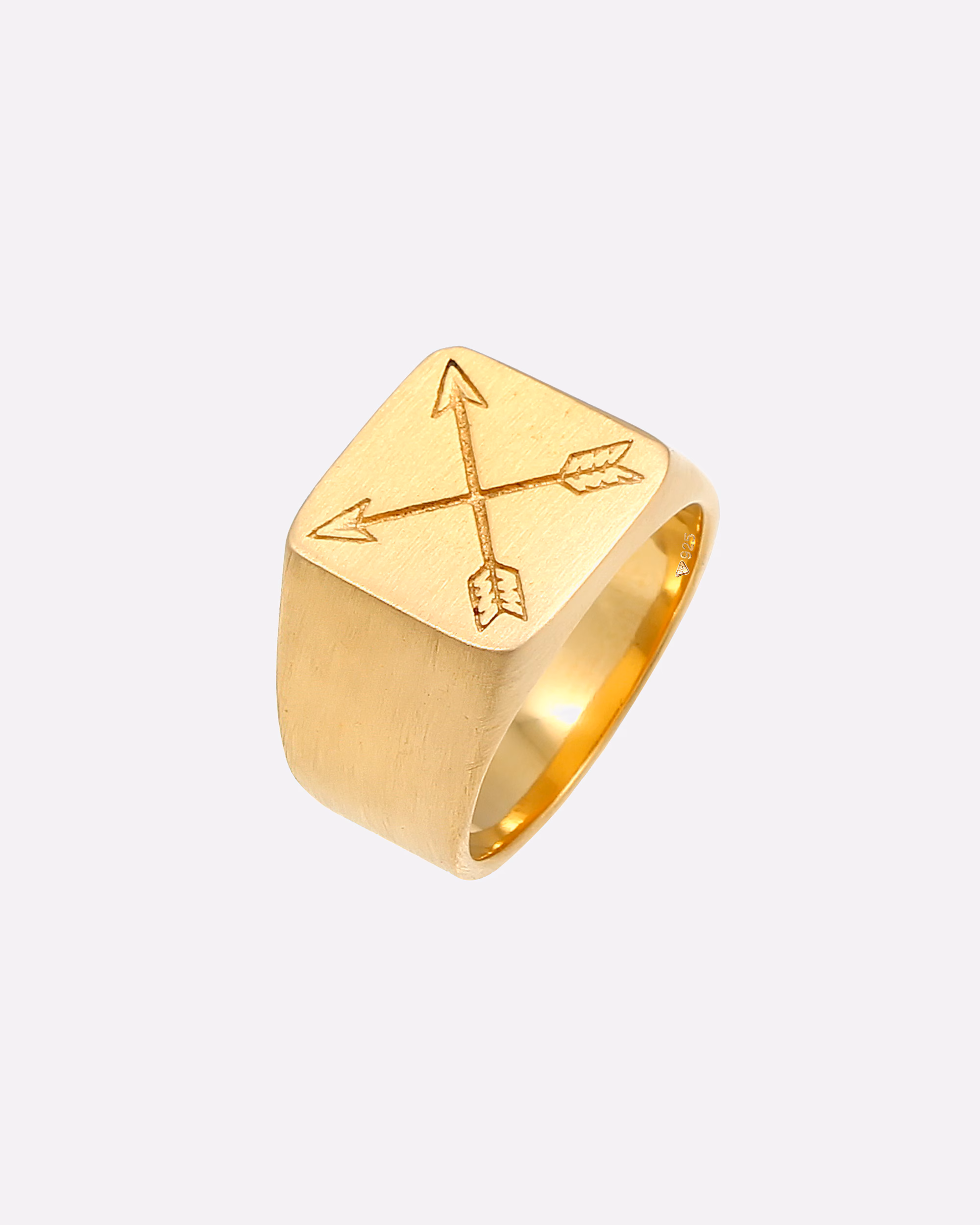 KUZZOI Men's Signet Ring, Matte Basic Arrow Design, 925 Sterling Silver, Size 60