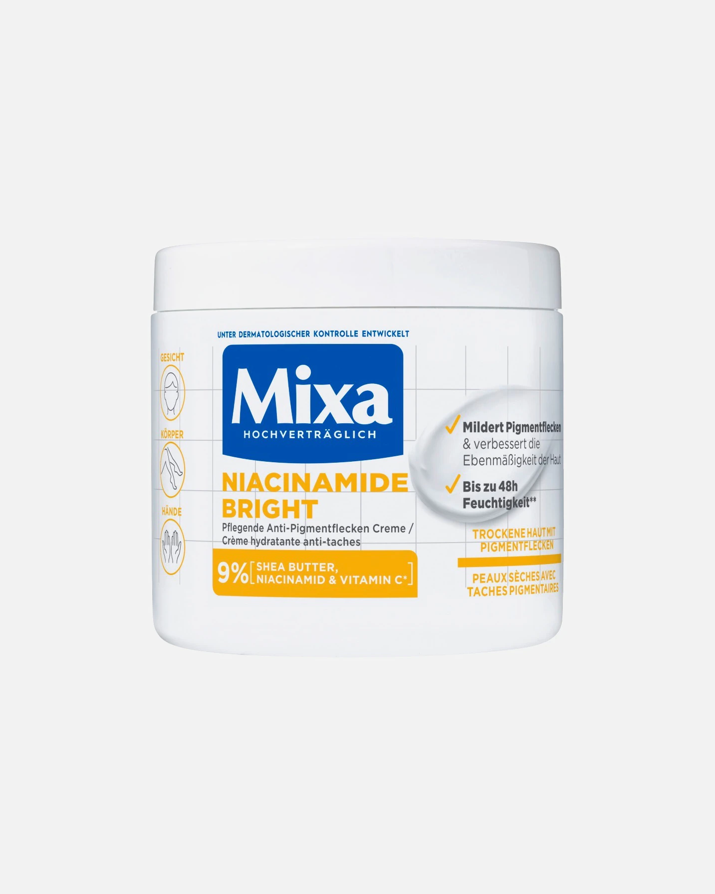 Mixa Body Milk Niacinamide Bright Anti-Pigment Spot Cream for Dry Skin 400 ml