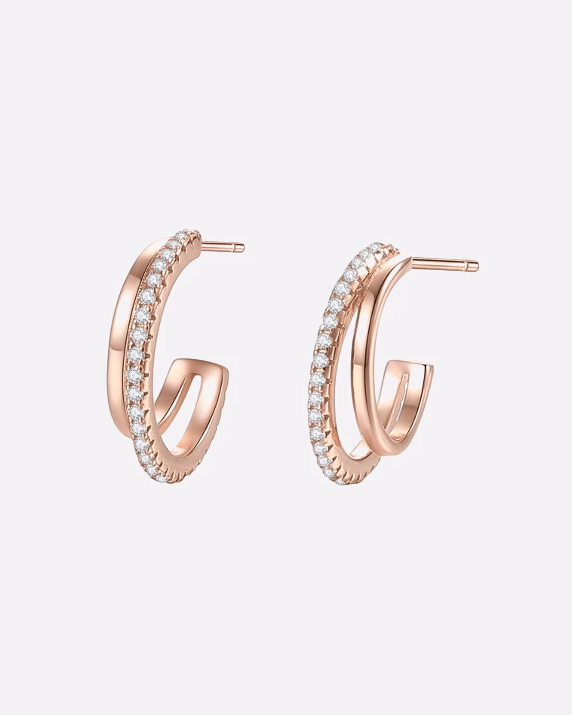 Hey Happiness Double hoop earrings with gemstones, made of 925 sterling silver, Rose Gold