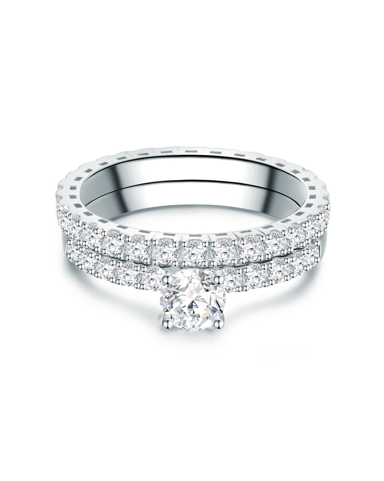 Trilani ring sterling silver cubic zirconia in silver