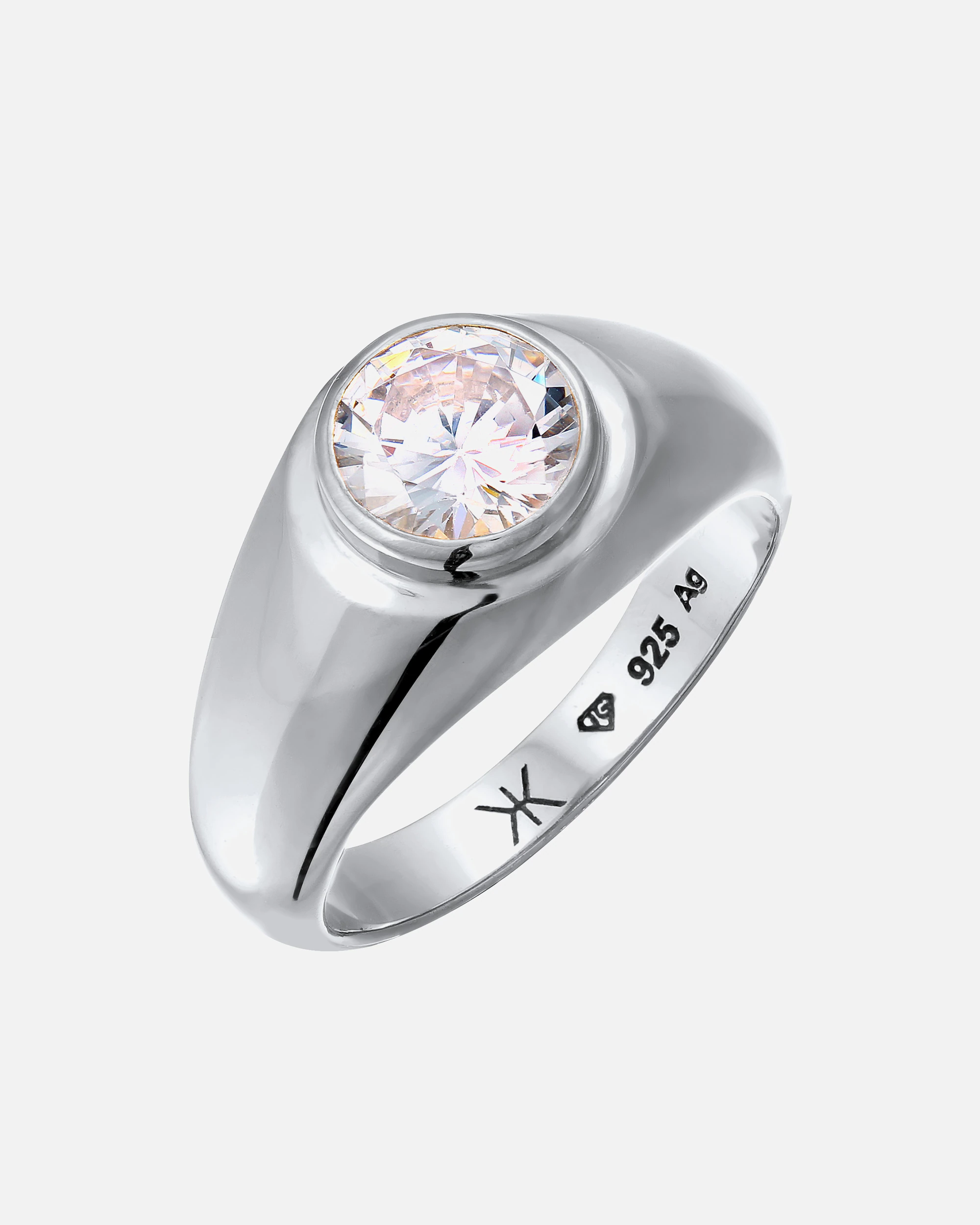 KUZZOI Ring Zirconia White Diamond Cut 925 Sterling Silver Unisex, 64
