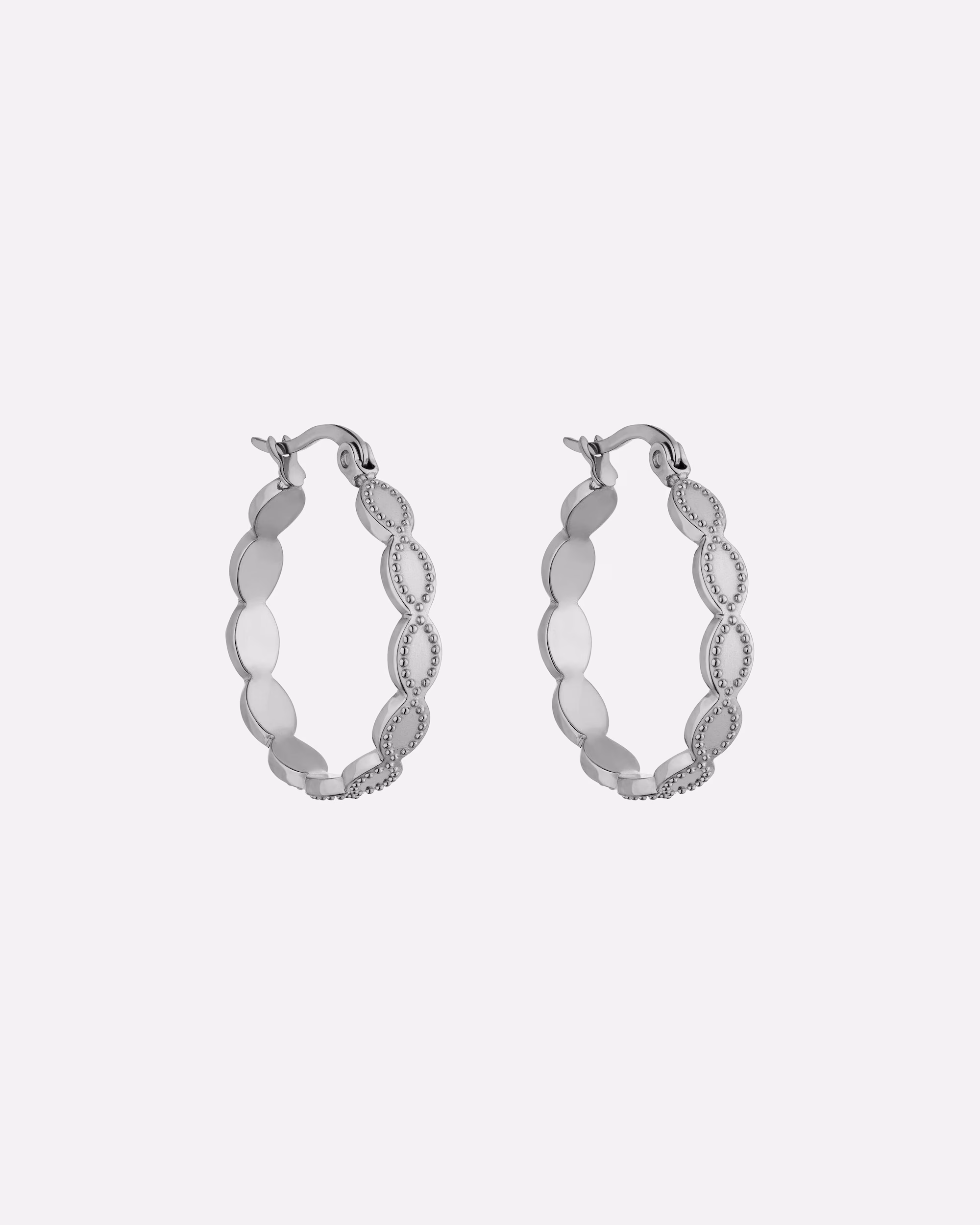 Purelei Koko hoop earrings with metal beads, silver