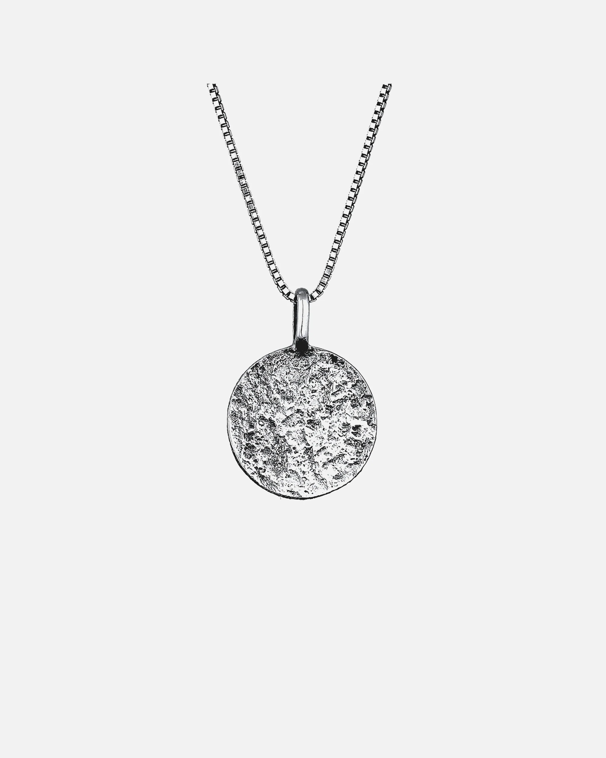 KUZZOI Men's Basic Coin Necklace, Hammered Finish, 925 Sterling Silver, Black