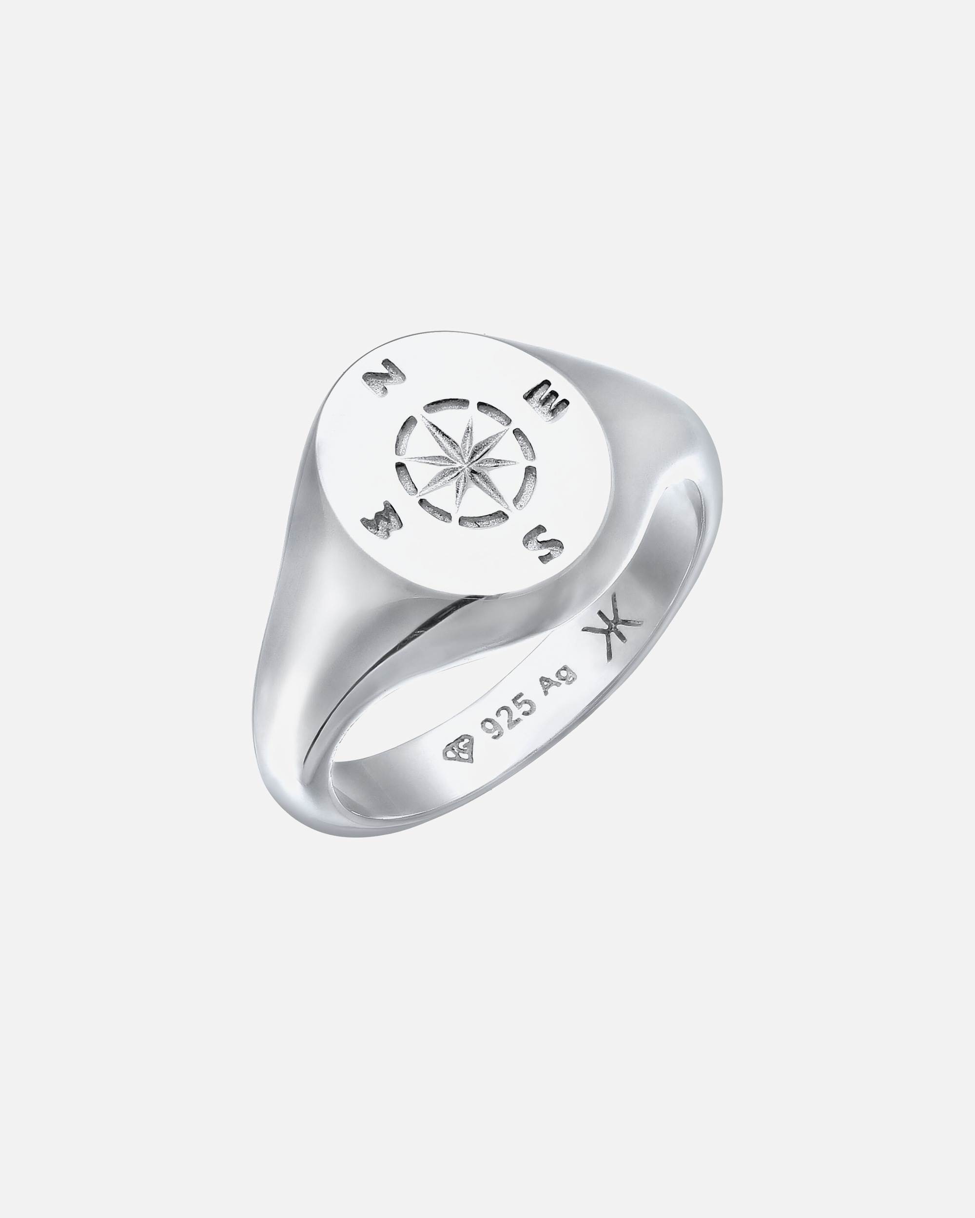 KUZZOI Ring Signet Ring Compass 925 Sterling Silver, 60