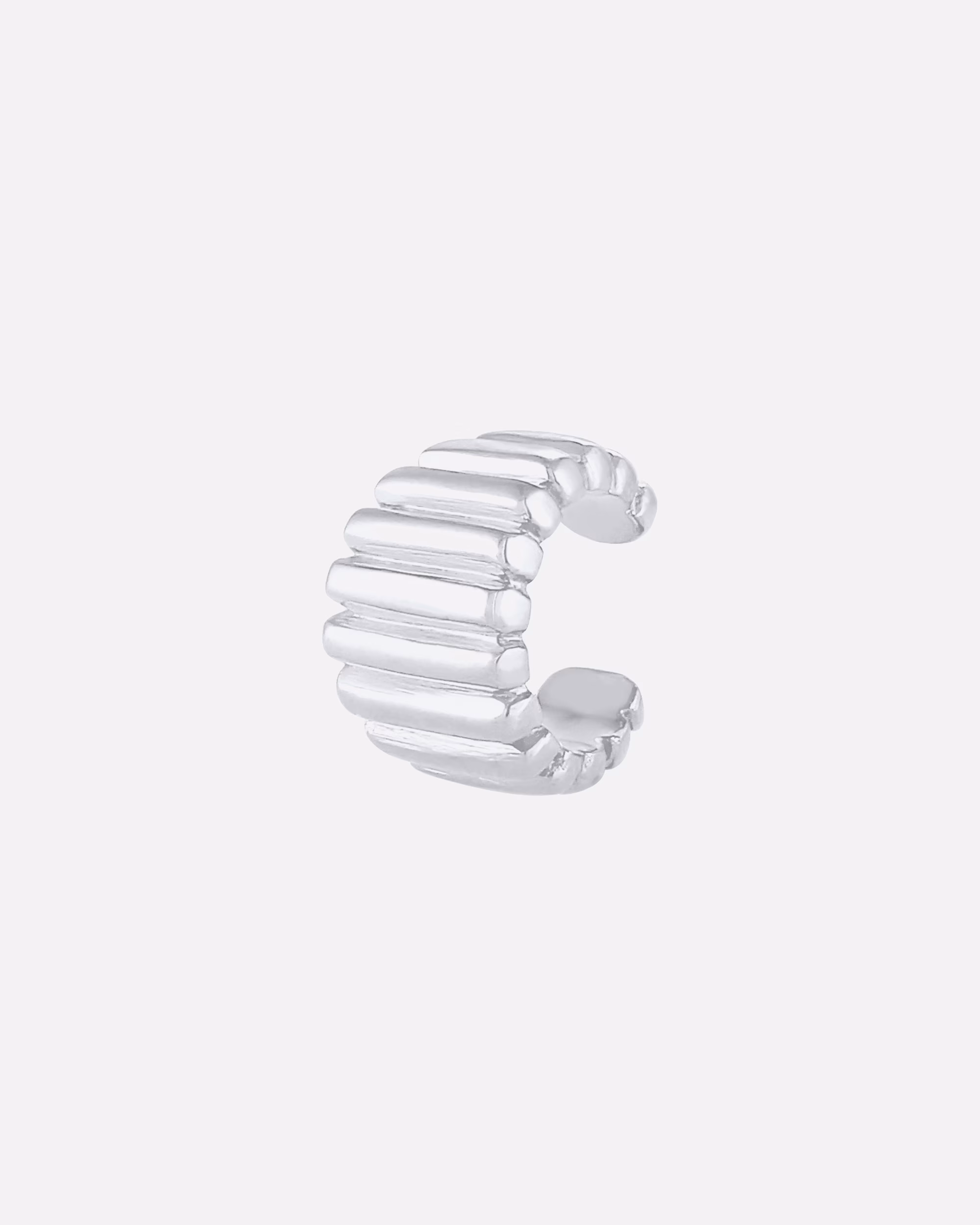 Elli Earrings Earcuff Ear Clip Single Relief Grooved 925 Silver silberfarben