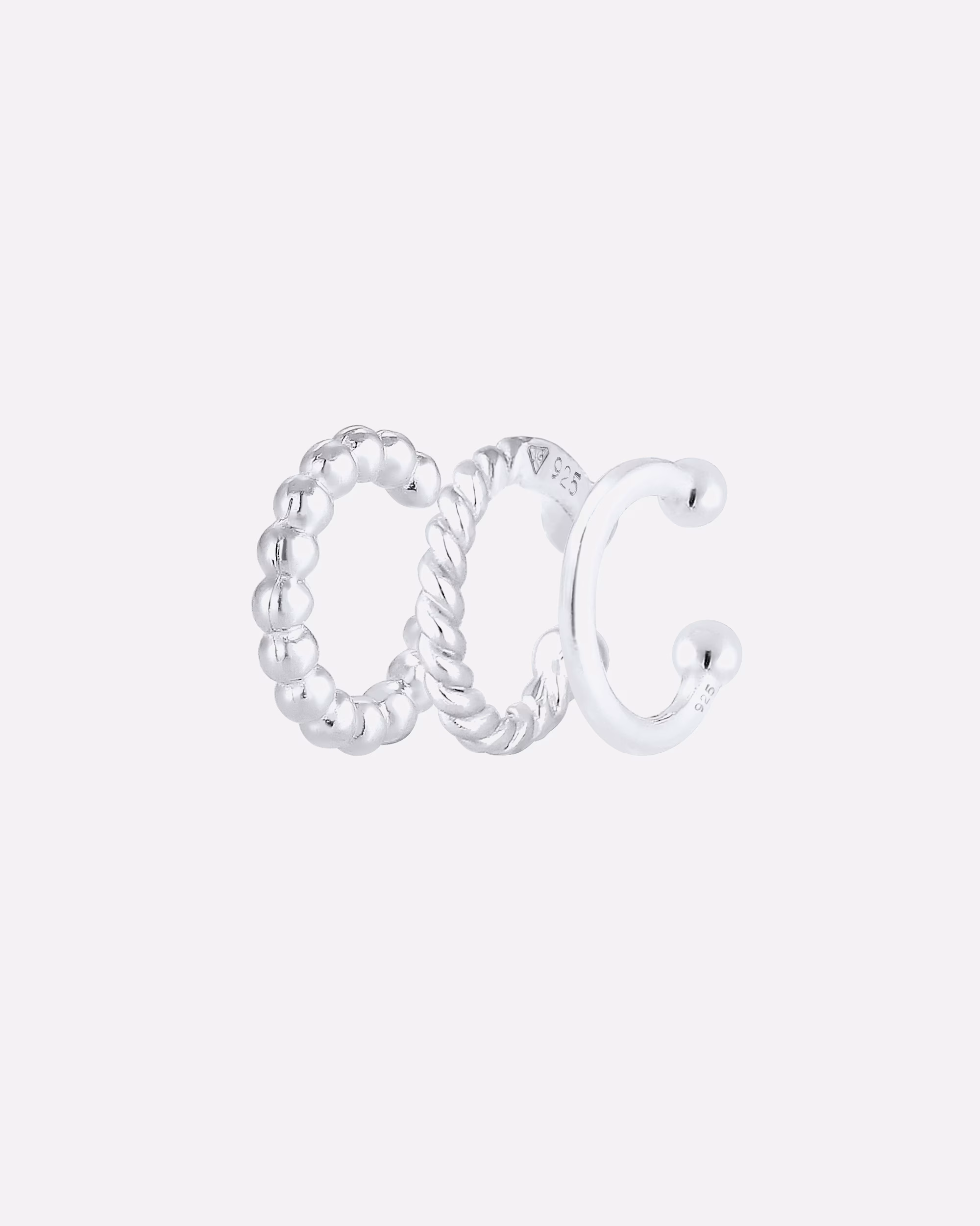 Elli Ear Cuff Earcuff Set of 3 Ball Geo Minimal 925 Silver