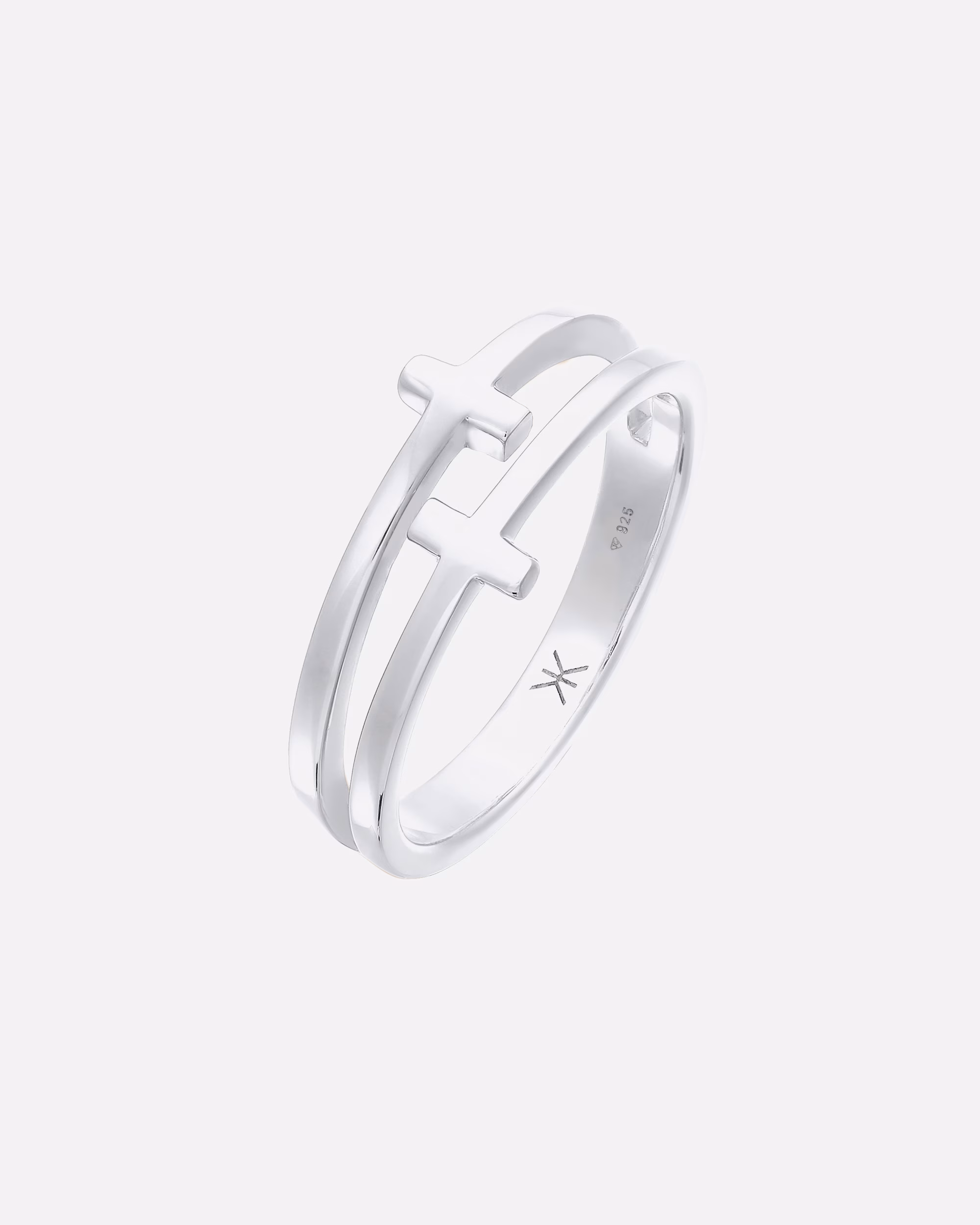 KUZZOI Men's Ring Cross Double 925 Silver, 66
