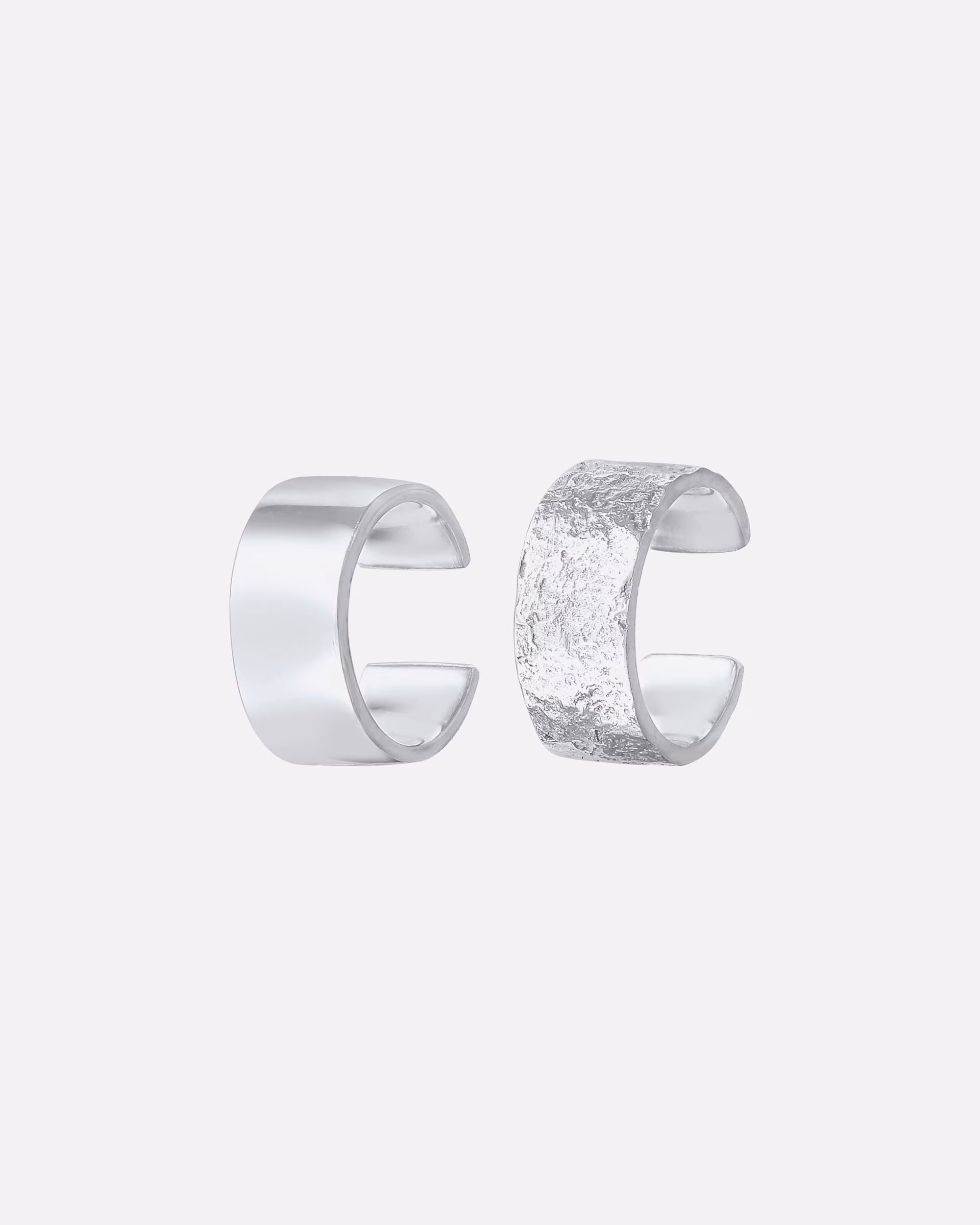 Elli Earrings Earcuff Wide Basic Hammered Set of 2 925 Silver silberfarben
