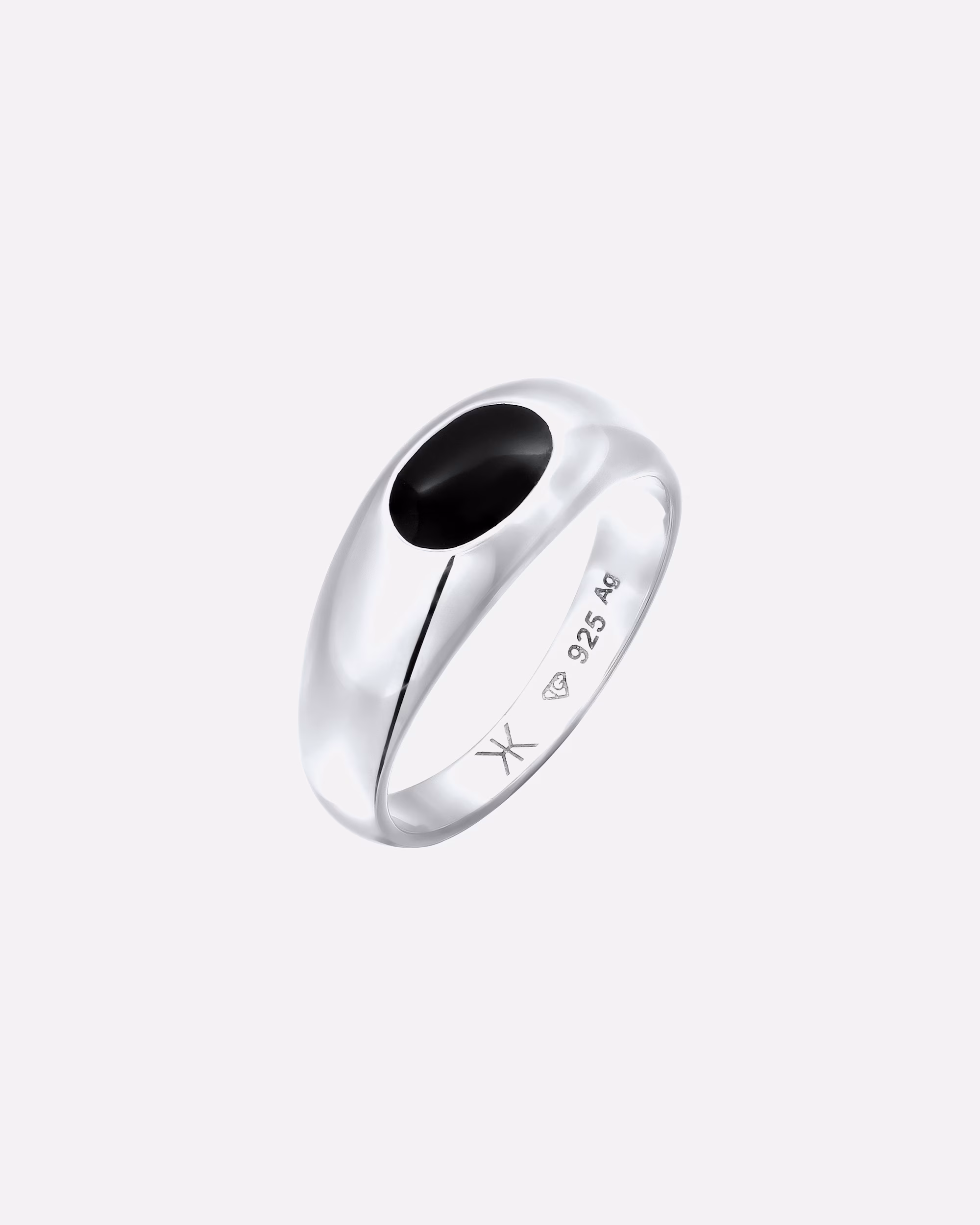 KUZZOI ring signet ring enamel oval 925 sterling silver, 60