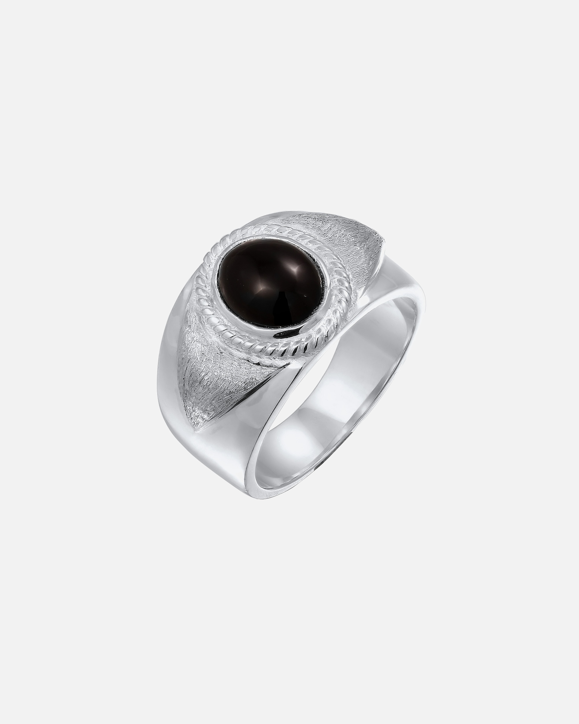 KUZZOI Ring Signet Ring Black Onyx 925 Sterling Silver, 66