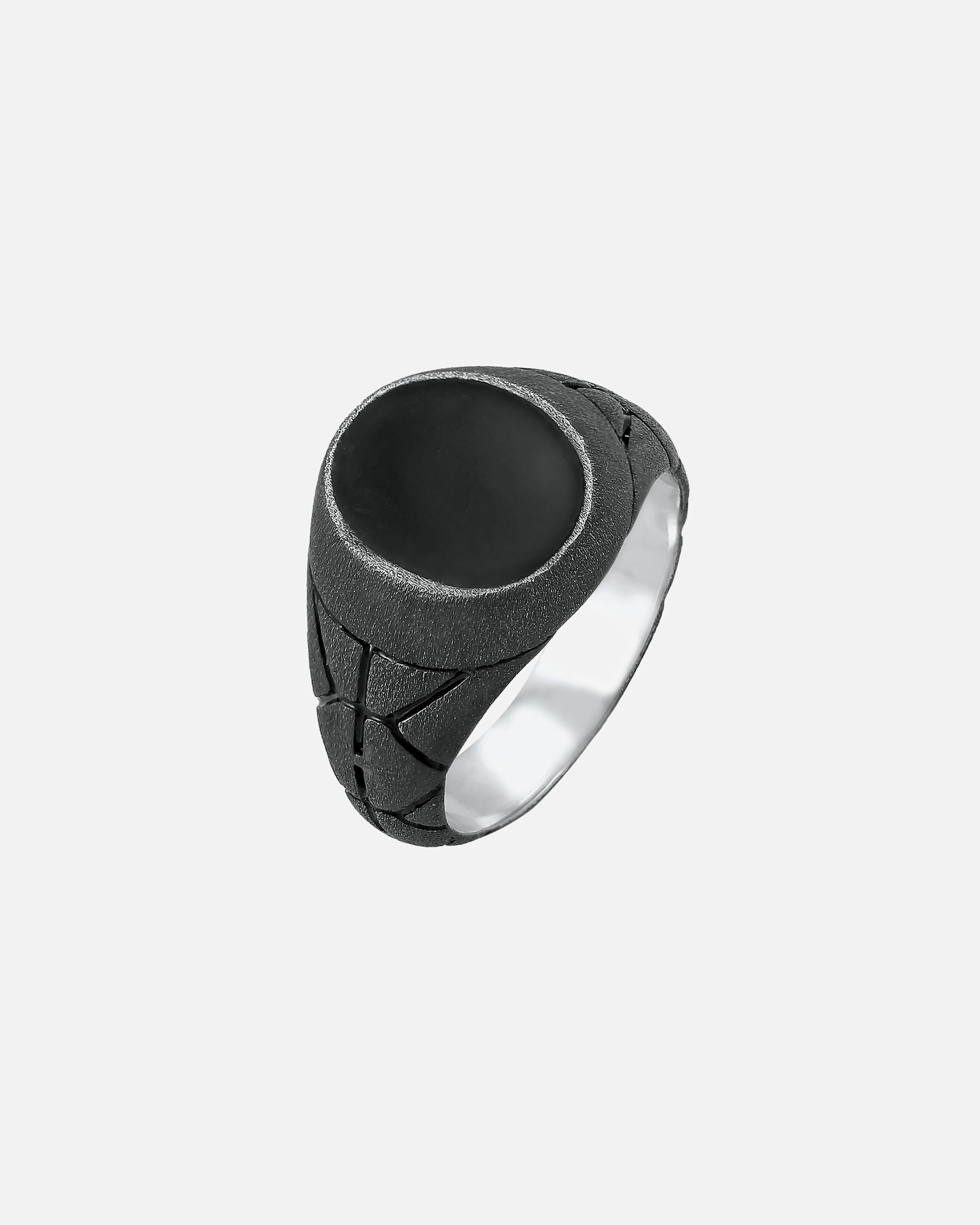 KUZZOI Ring Basic Men's Signet Ring Oval Enamel 925 Silver, 54