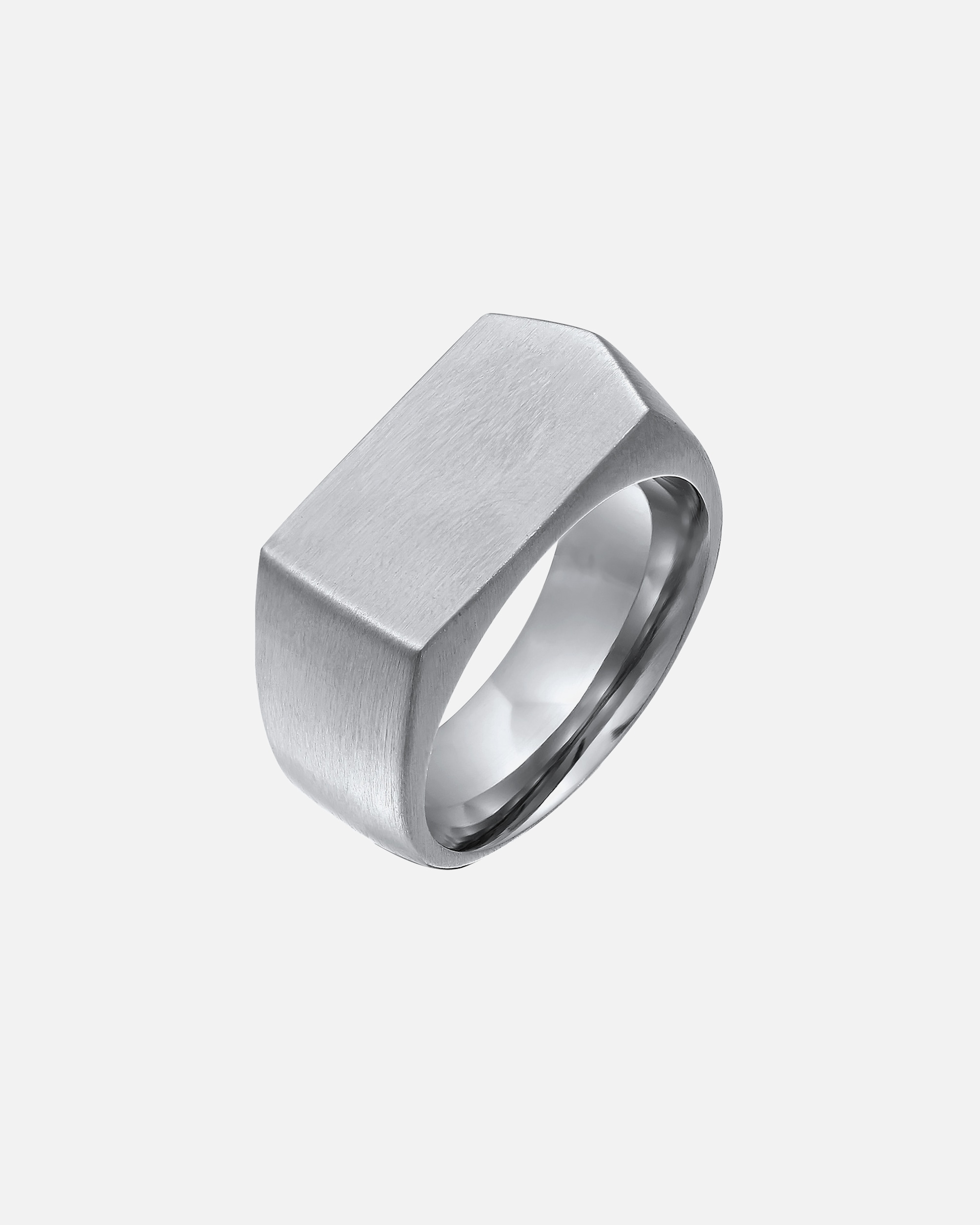 KUZZOI Ring Signet Ring Rectangular Stainless Steel Matte Silver, 60