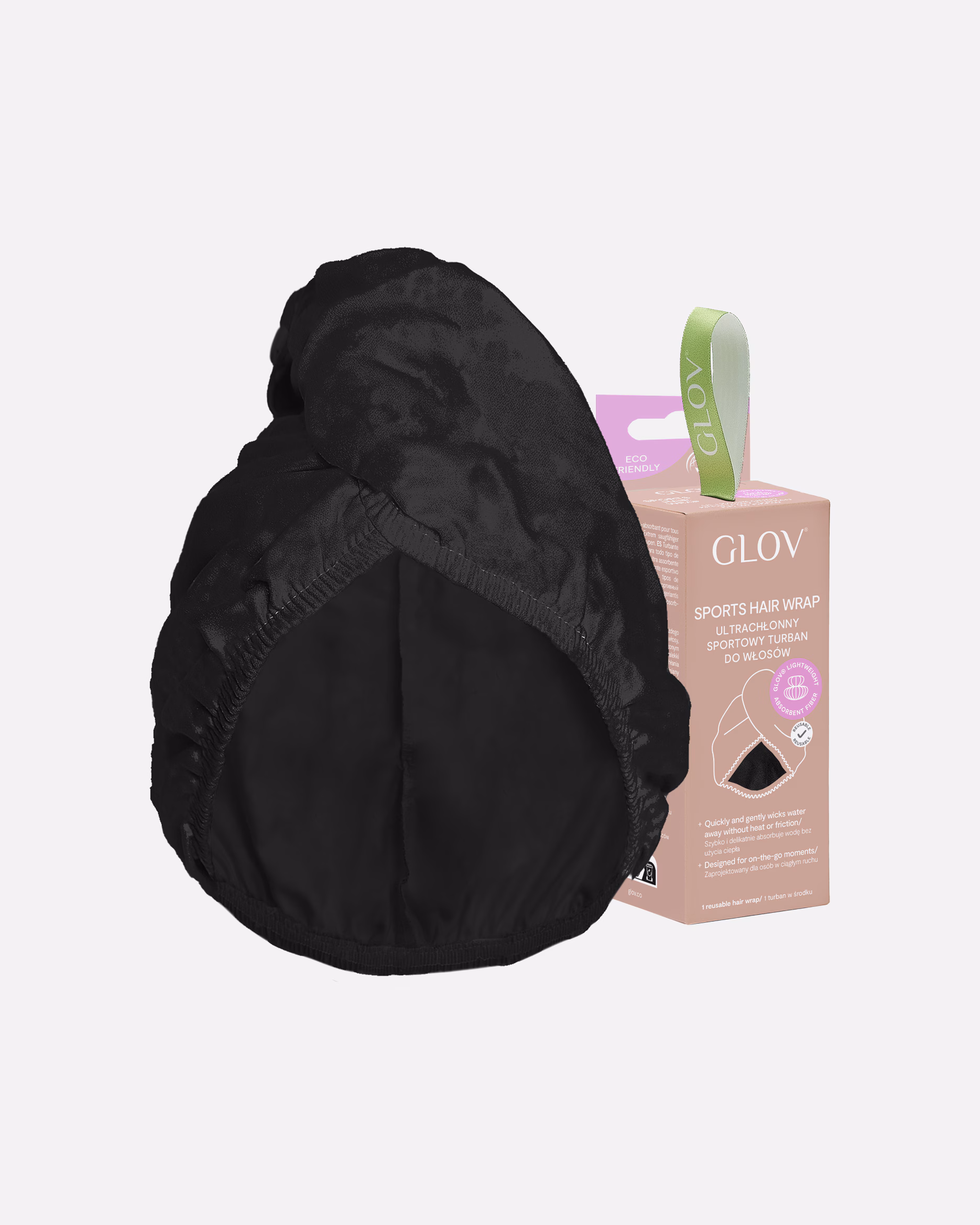 GLOV Hair Wrap Sport Black - Extremely absorbent sports turban for all hair types.