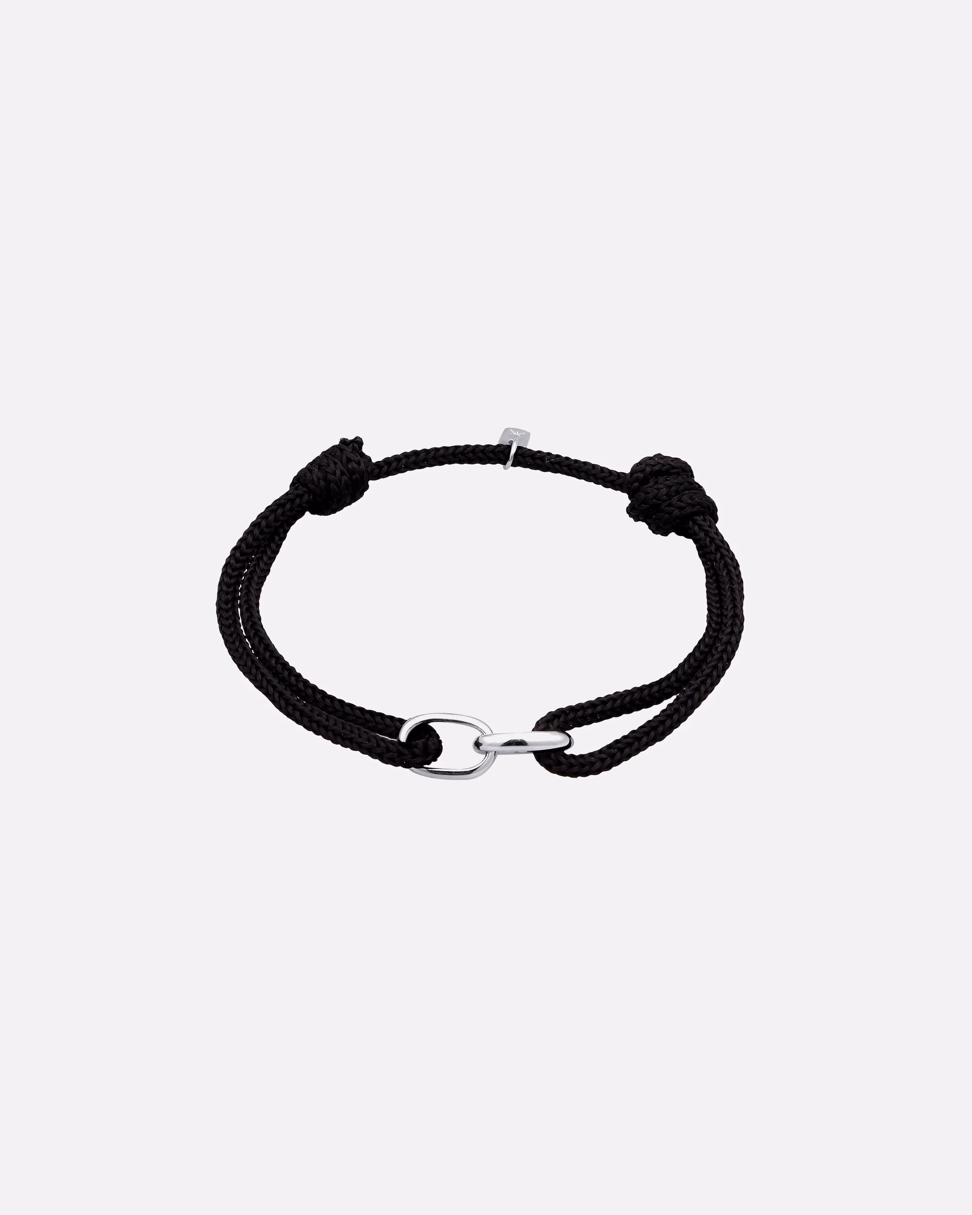 KUZZOI Oval Link Bracelet, Nylon, 925 Sterling Silver, Black