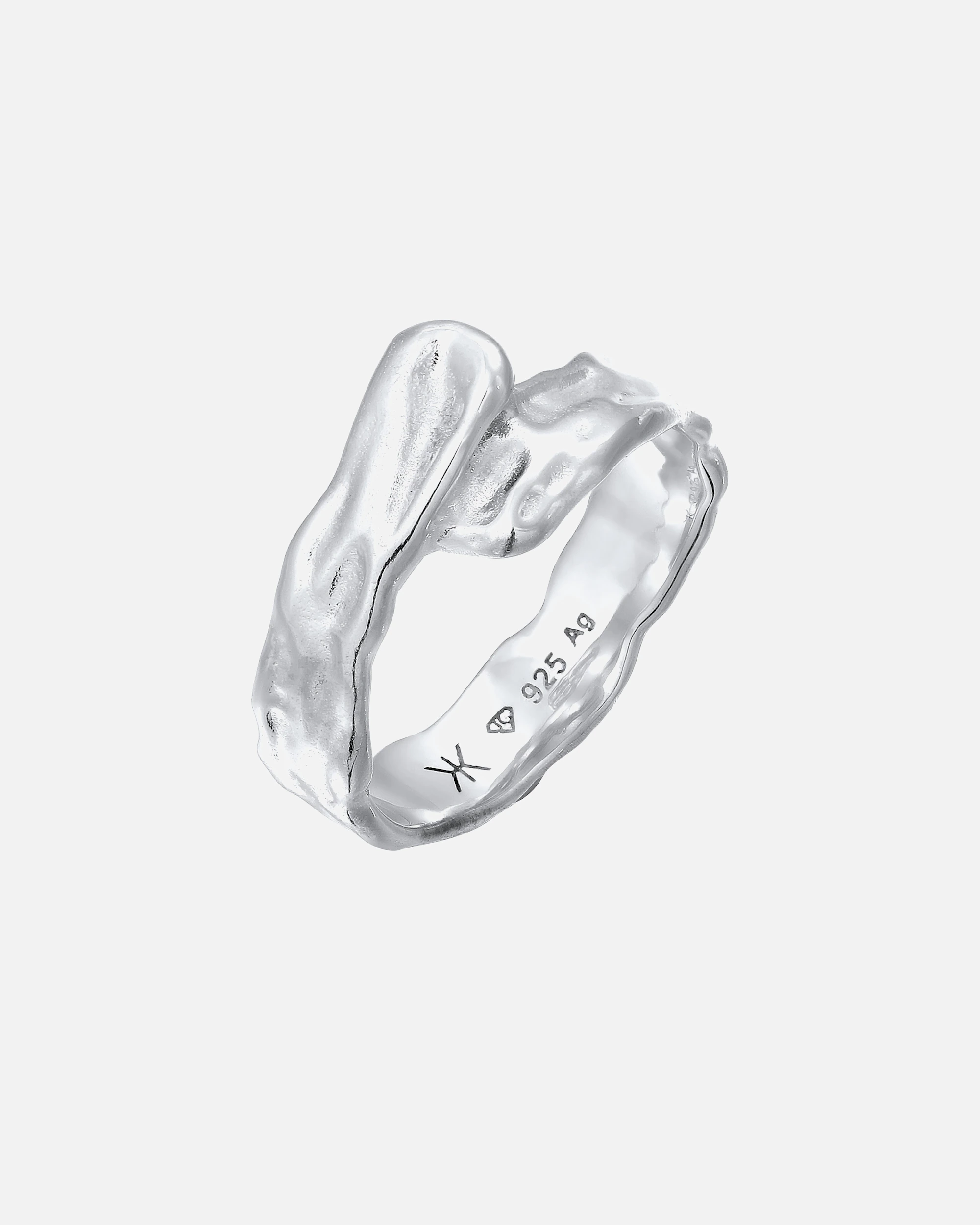 KUZZOI Ring Band Ring Organic Design 925 Sterling Silver, 64