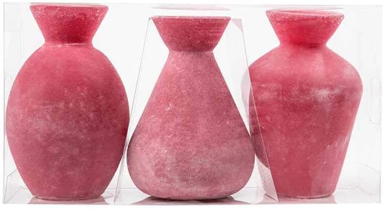 Sandra Rich Set of 3 Bottle Vases Decorative Glass Vintage Pink Height 10.5 cm Diameter 7 cm