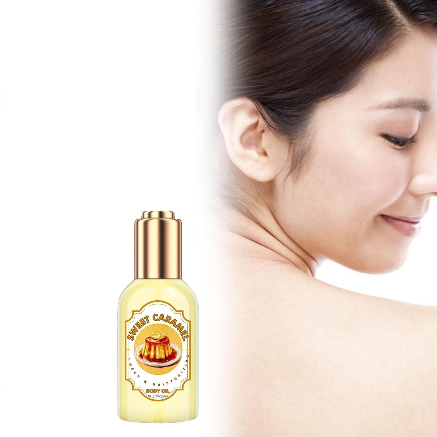 Generic Caramel Body Moisturising Oil Care for Dry Skin Nourishing Moisturising Oil 118 ml GwL203 (Yellow, 12 x 4.7 cm)