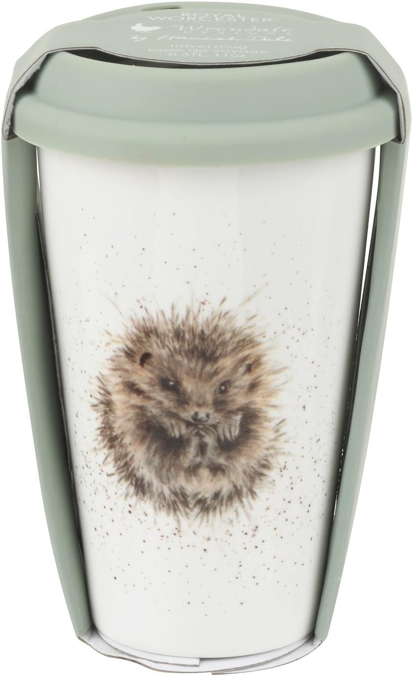 Portmeirion Wrendale WNLI78753-XW Travel Mug (Hedgehog), Porcelain (Multi-Colour, 9.5 x 9.5 x 15 cm)