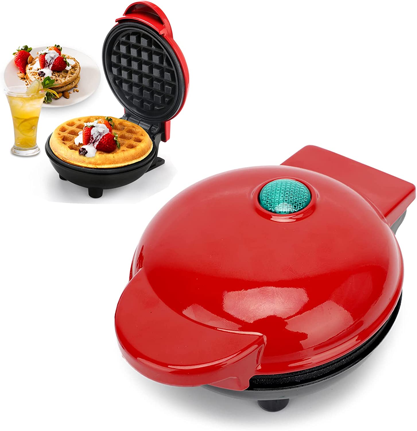 RANJIMA Mini Waffeleisen, Waffelmaker mit Antihaftbeschichtung, Klassische Waffelautomat Haushalts Pancake Maker, Elektrischer Waffelautomat für Mini Burger, Belgische Waffel, Plätzchen, Pfannkuchen