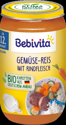 Bebivita Menu vegetables-rice with beef, from the 12th month, 250 g