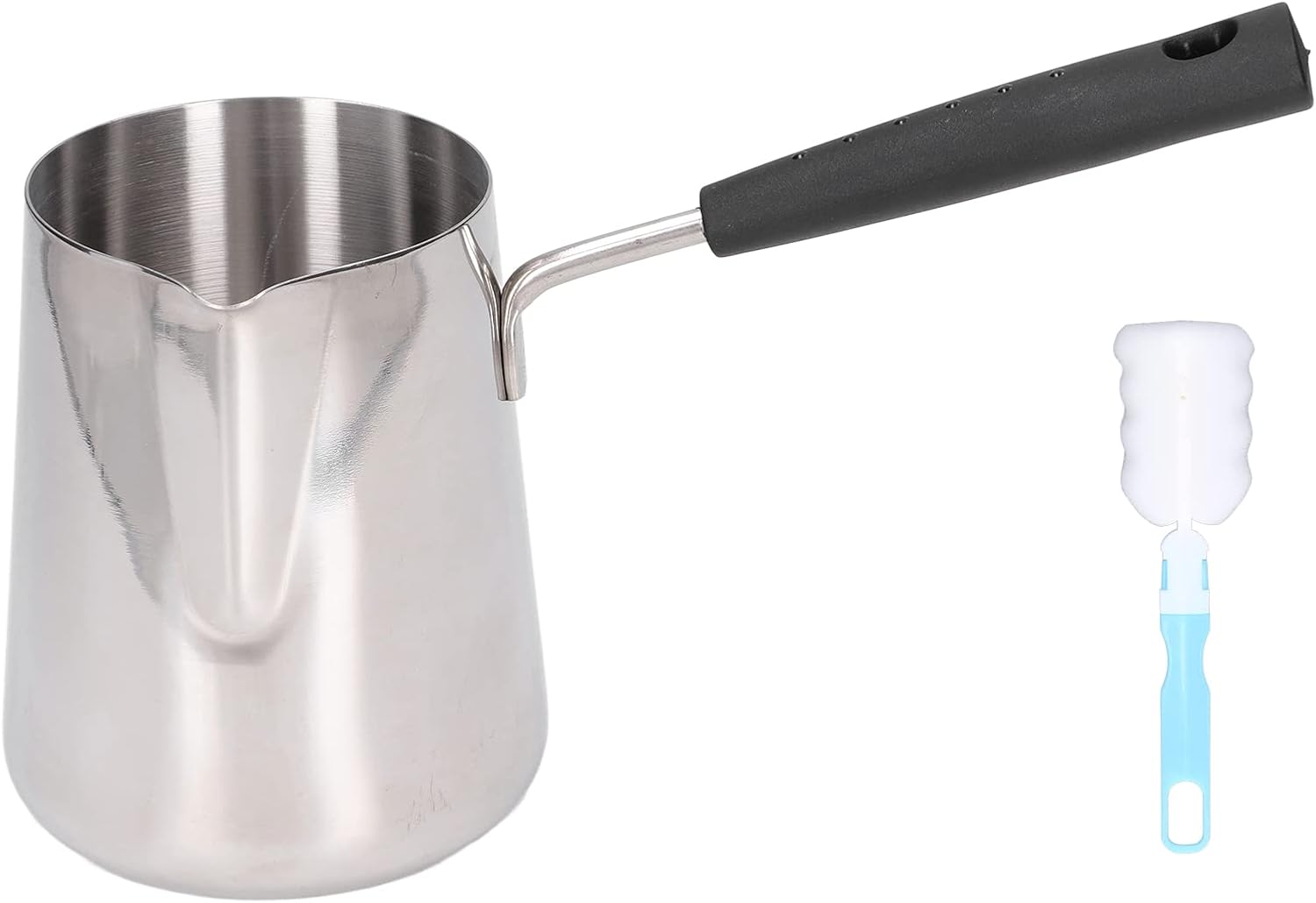Leopacat Mocha Jug, Stainless Steel Milk Jug, Turkish Coffee Pot, Stove Top, Espresso Maker, Turkish Coffee Maker for Coffee for Home Sauce Pan Cafe Milk Chocolate 600 ml