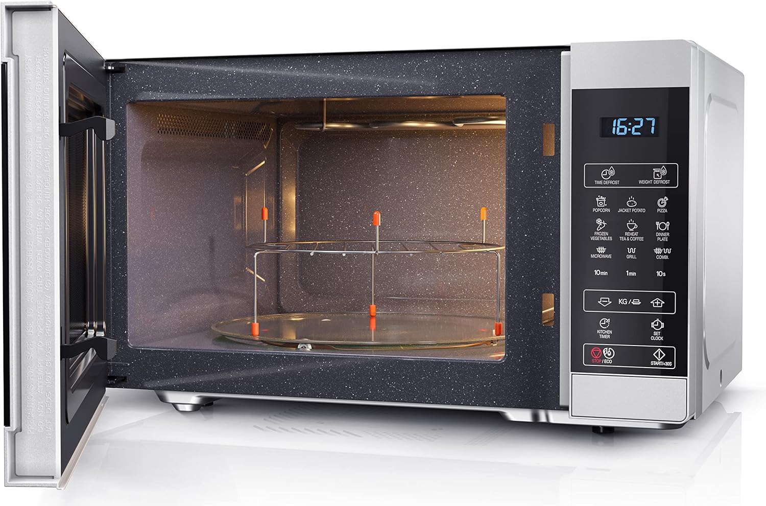 SHARP Store SHARP YC-MG81EW Microwave with Grill 28 Liters, Digital Control, Microwave 900 W, Grill: 1100 W, 11 Power Levels, Turntable, Child Lock, Eco Function, White