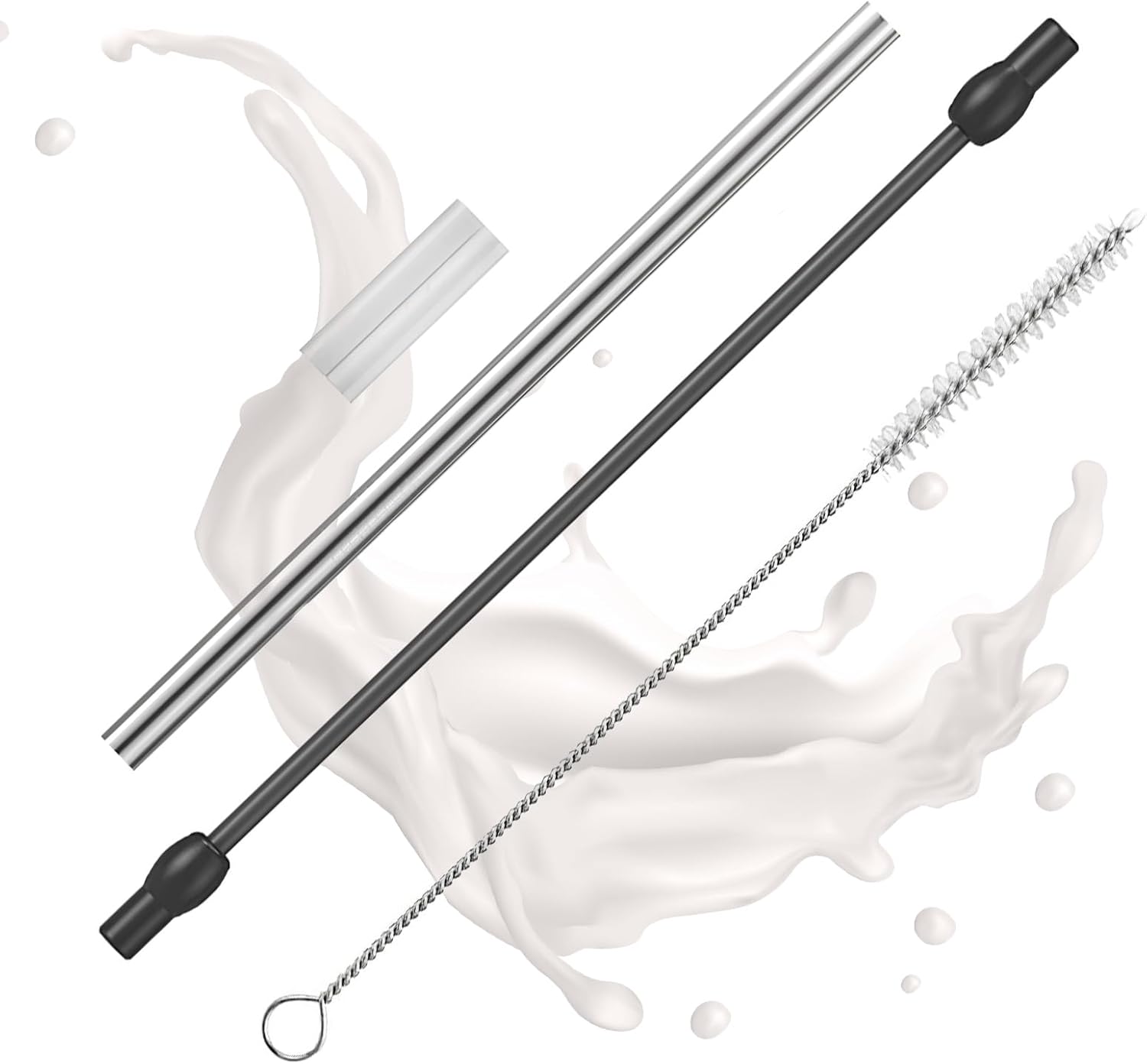 ZoeWei Milk Hose Compatible with Siemens EQ6, Stainless Steel Milk Tube and Cleaning Brush Set (Set of 3) Compatible with Siemens Eq6 Series, Bosch Veroaroma Fully Automatic Coffee Machine, Eq6 Replacement
