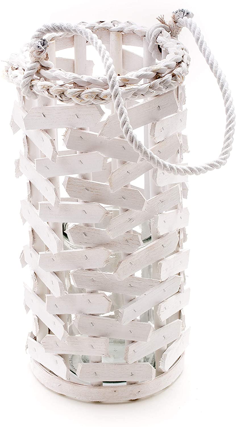 DARO DEKO Daro Wooden Lantern With Rope Handle