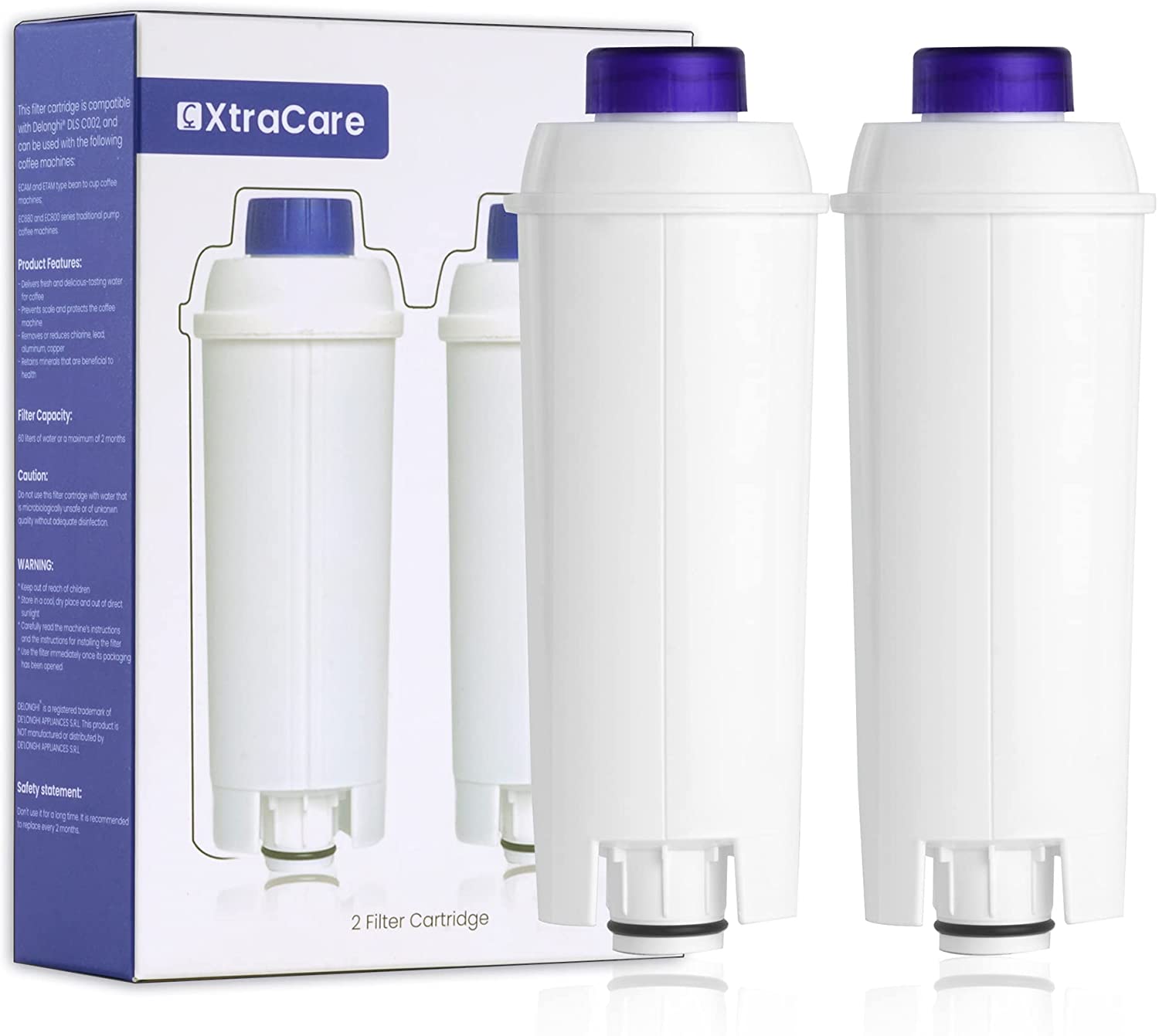 XtraCare Water Filter for DeLonghi Coffee Machines, Compatible with Delongh