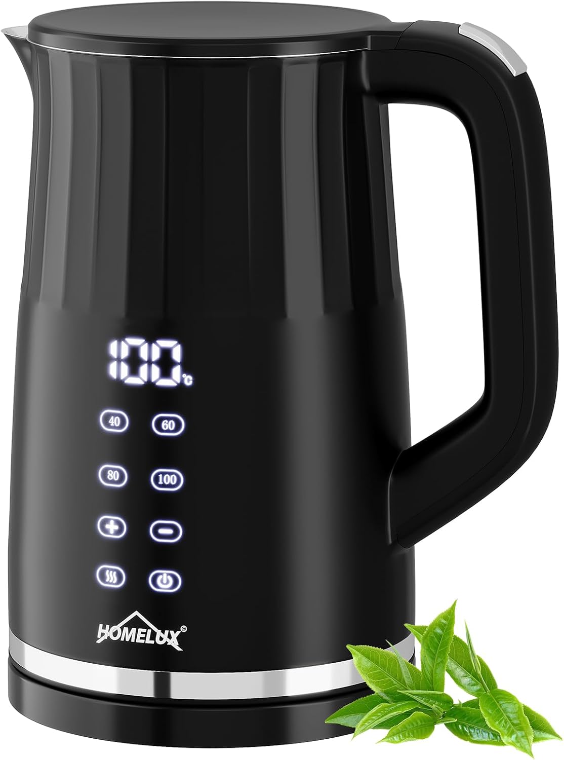 Electric Kettle Stainless Steel with Temperature Control 40-100 °C and Keep Warm Function, Kettle 1.7 L 2200 W Tea Kettle Quick Boil Double Wall Design Water Kettle BPA Free Black