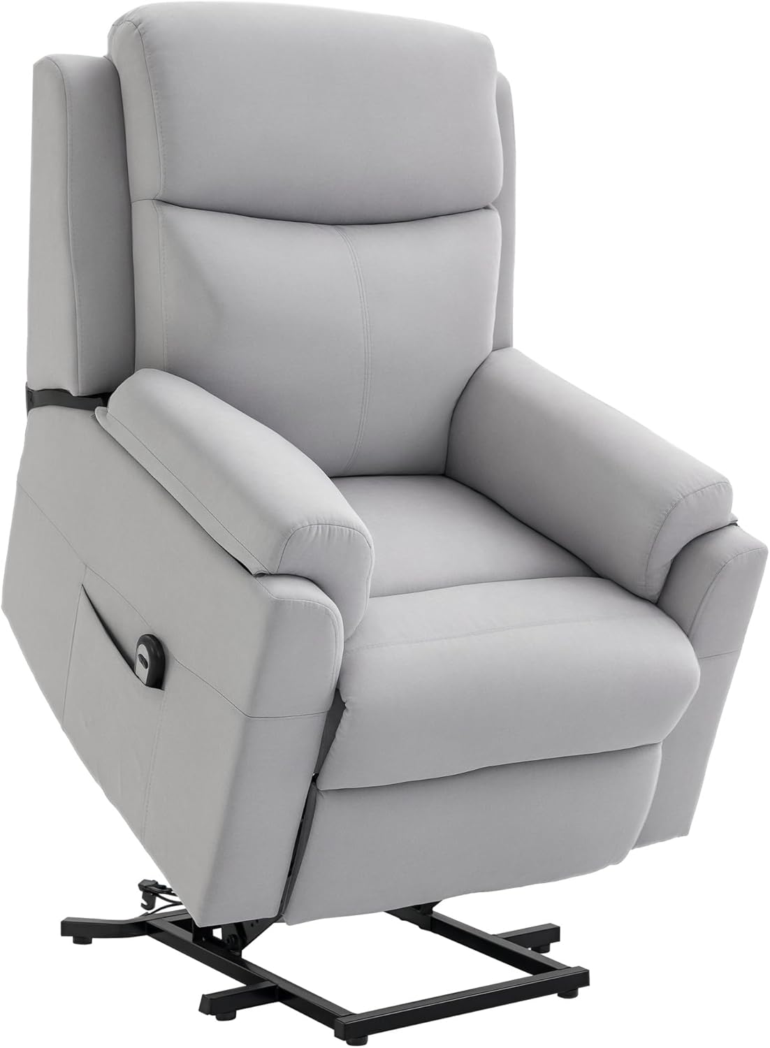 HOMCOM Store HOMCOM TV Chair with Standing Aid, Electric Recliner Chair with Reclining Function, TV Chair with Remote Control, Side Pocket, Pocket Spring Core, Linen Look, Light Grey