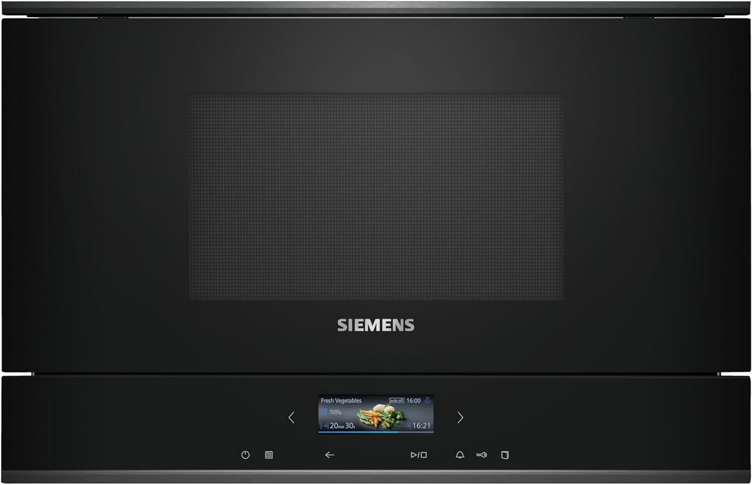 Siemens BF722L1B1 iQ700 Built-in Microwave, cookControl7 - Automatic Programs, humidClean Plus - Interior Cleaning, Ideal for High Installation, Side-Opening Revolving Door, Black