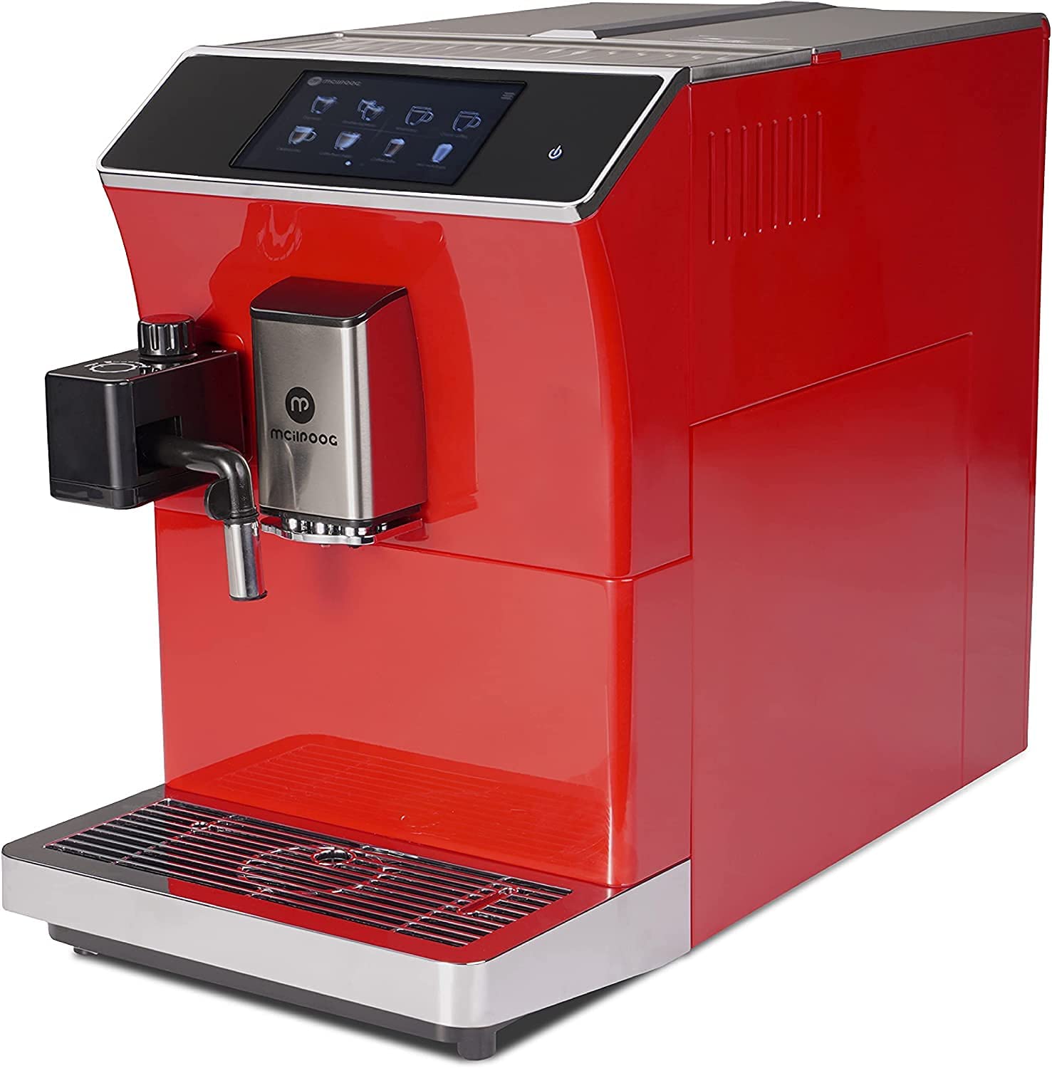 Mcilpoog WS-203 Fully Automatic Coffee Machine with Touch Screen, Milk Hose and 16 Coffee Specialities, Espresso Cappuccino American Style