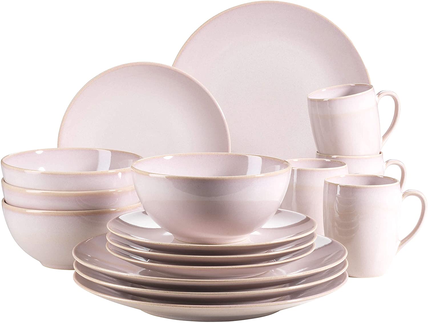 Maser MÄSER 931872 Ossia Series Crockery Set For 4 People, Vintage Mediterranean Look, 16-Piece Ceramic Crockery Set
