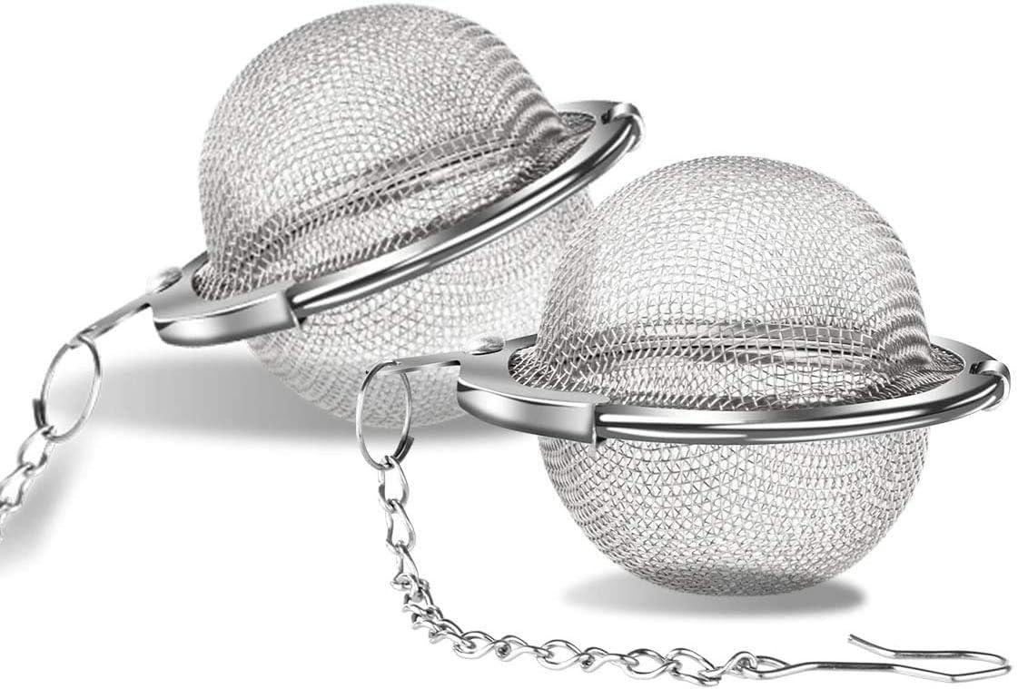 NC Tea Strainer 5.5 cm Tea Infuser with Chain 304 Stainless Steel Tea Filter for Loose Tea and Mulling Spices Pack of 2