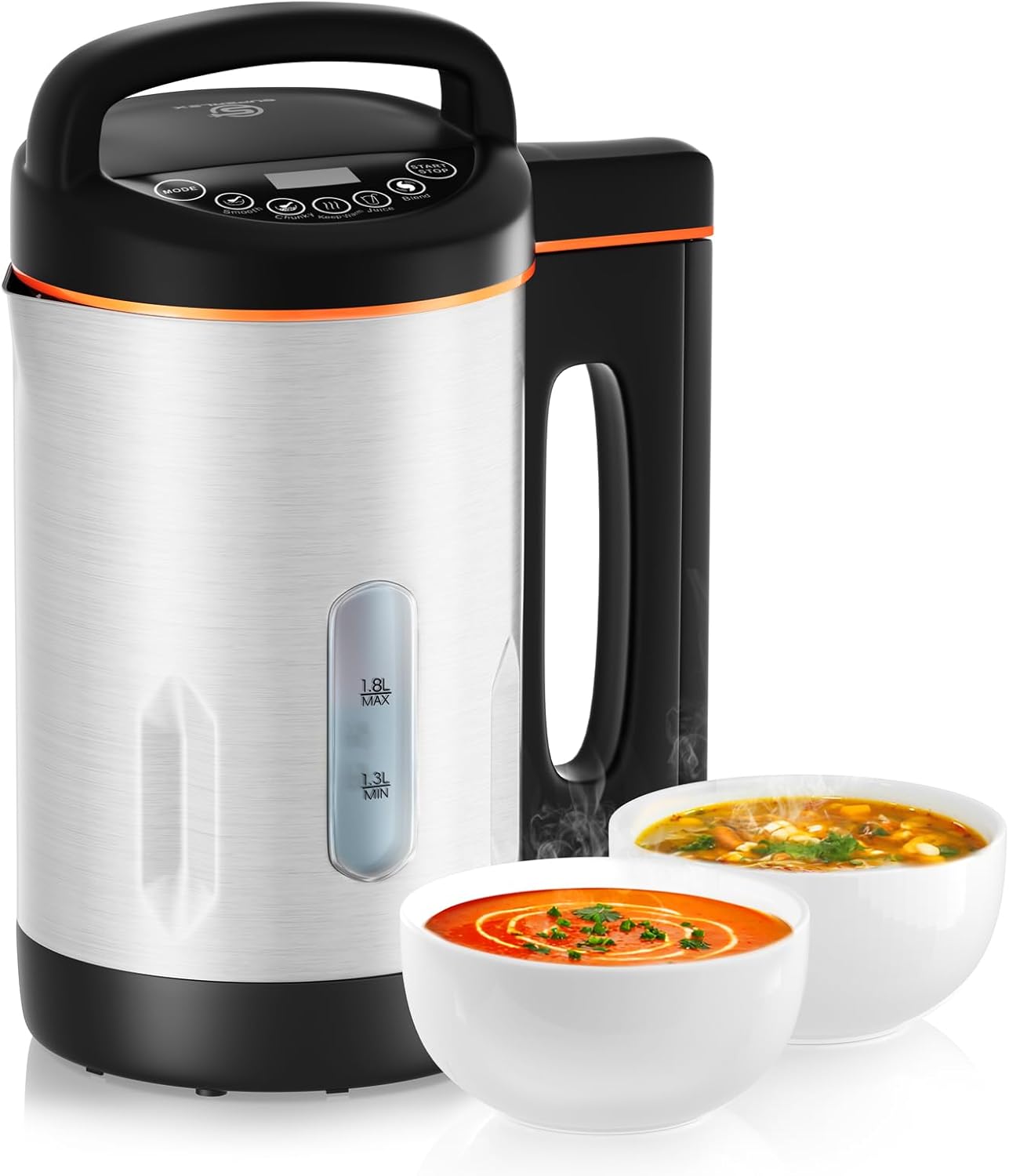 SUPERLEX Soup Maker 1.6 L Stainless Steel 1000 W Electric Soup Cooker with 4 Programs Timer Warming Function Self-Cleaning Soup Maker for Cream Soups Juices