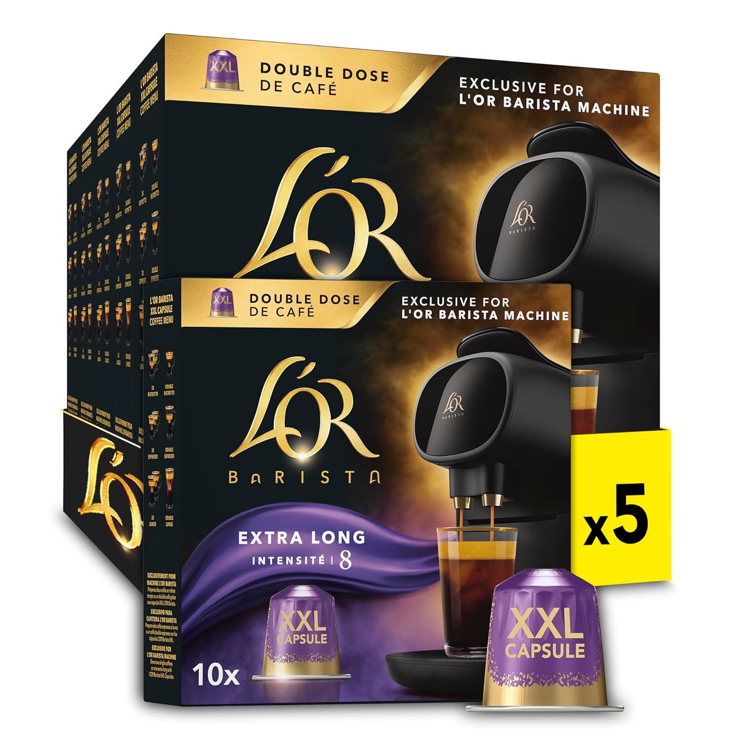 L\'OR Barista Lungo Profondo Coffee Capsules Exclusive to L\'OR Barista Machines Pack of 5 5 x 10 Capsules