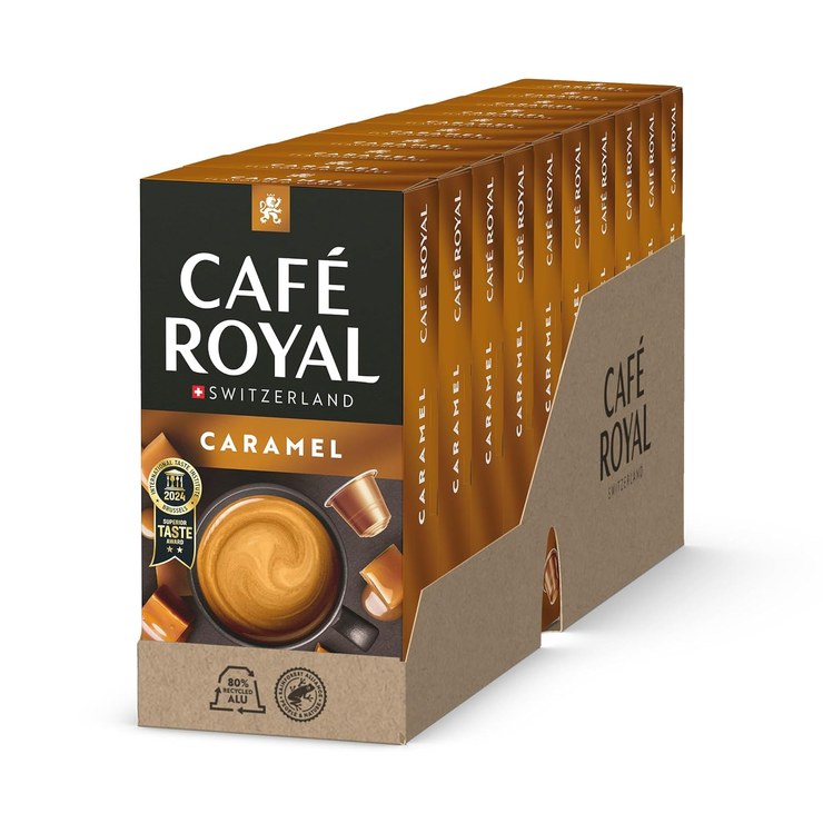 Café Royal Caramel Flavored 100 Capsules for Nespresso Coffee Machine - 4/10 Intensity - UTZ Certified Aluminum Coffee Capsules