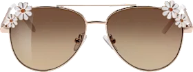SUNDANCE Sunglasses Kids Aviator Bill with gold-colored frame & white flowers, 1 piece