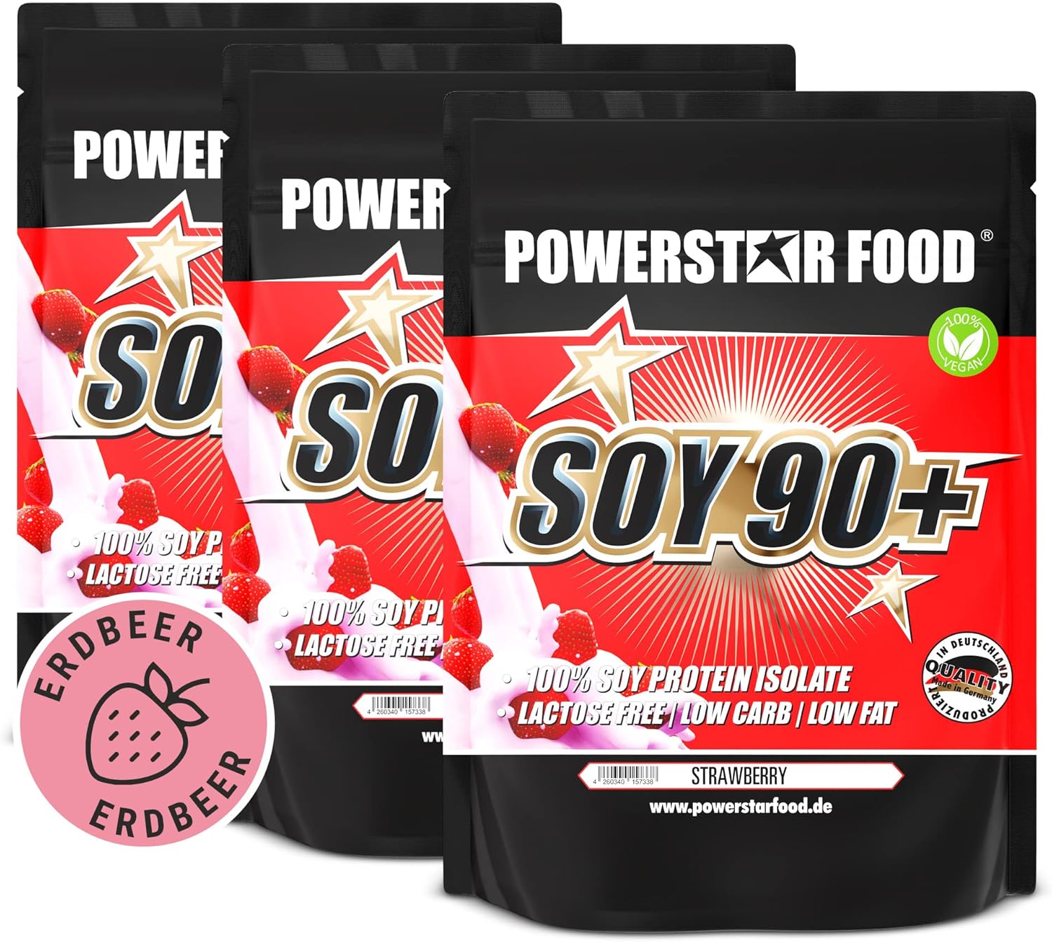 POWERSTAR FOOD Store Incomparable Superb Flavour, Pure Vegan Soy Protein Isolate, Soy 90+, Instantized, Non-GMO and Plant Estrogen Free. 1000 g) Powder, , , 3000g